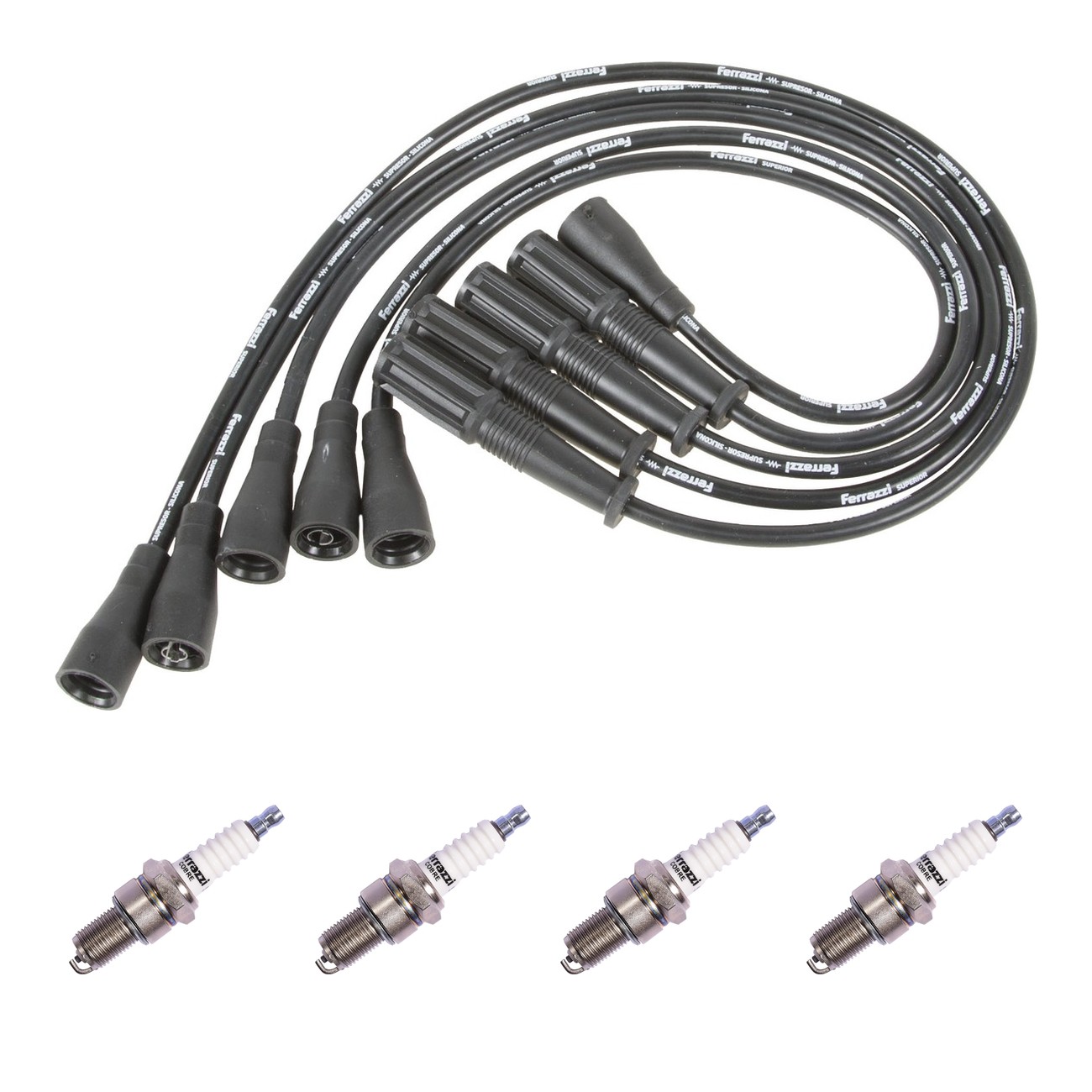 Kit Cables Y Bujias Ferrazzi Basic Fiat 125 1.8 Negro