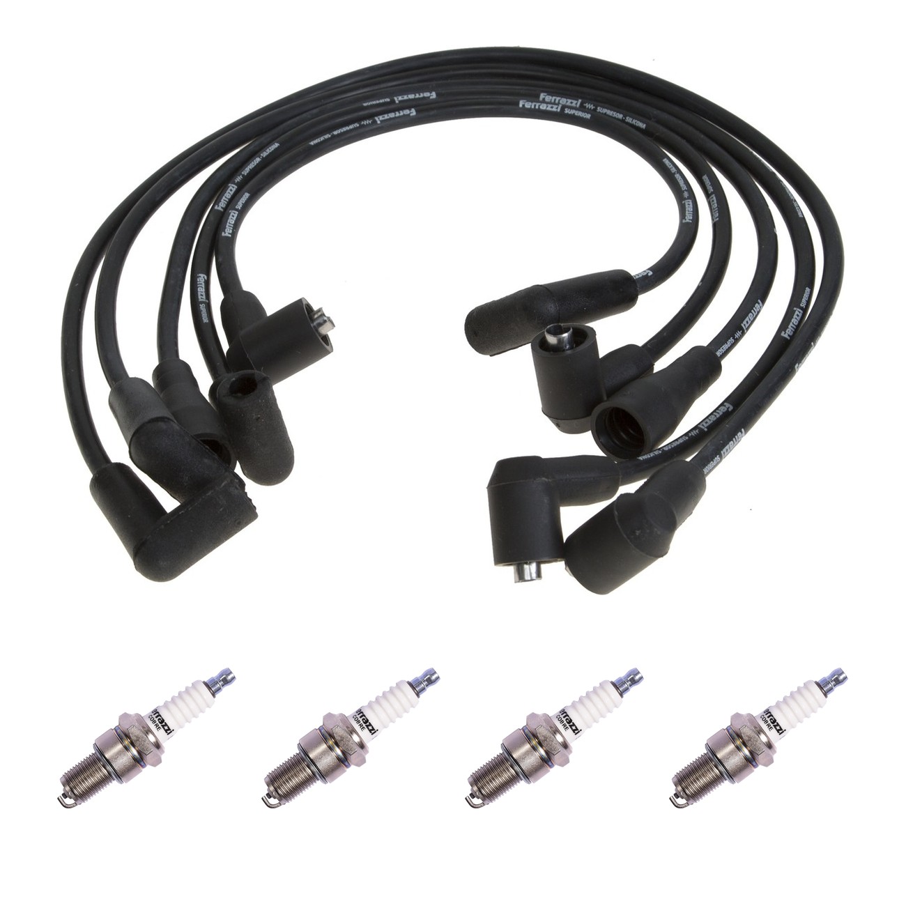 Kit Cables Y Bujias Ferrazzi Basic Fiat Duna 1.4 Uno 1.4 Negro