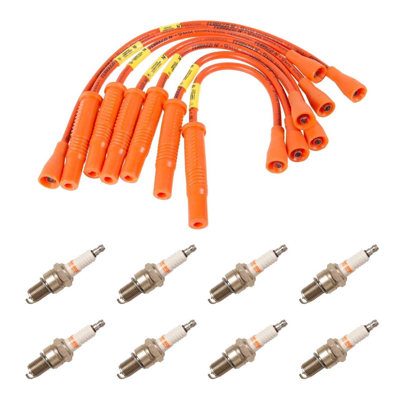 Kit Cables Y Bujias Ferrazzi Competicion Iridio Dodge Rt Coupe 3.6 Valiant 3.6 Naranja