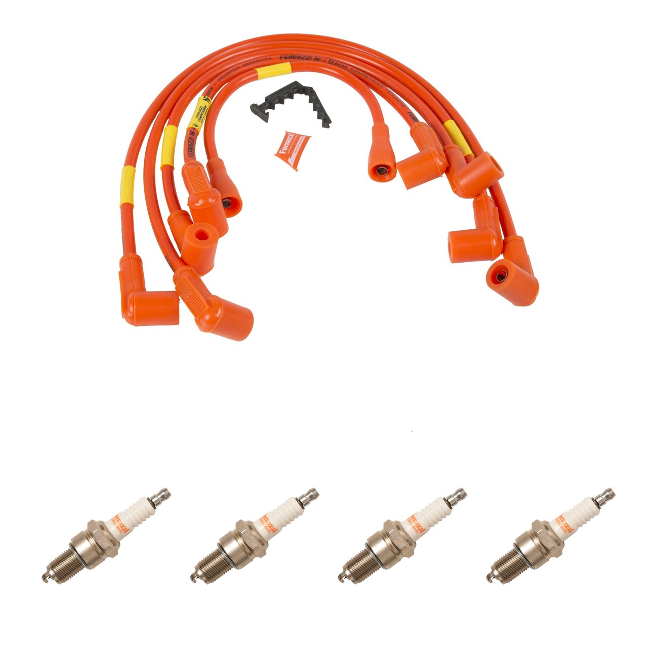 Kit Cables Y Bujias Ferrazzi Competicion Iridio Fiat 147 Vivace / Spazio 1.4 8v Naranja