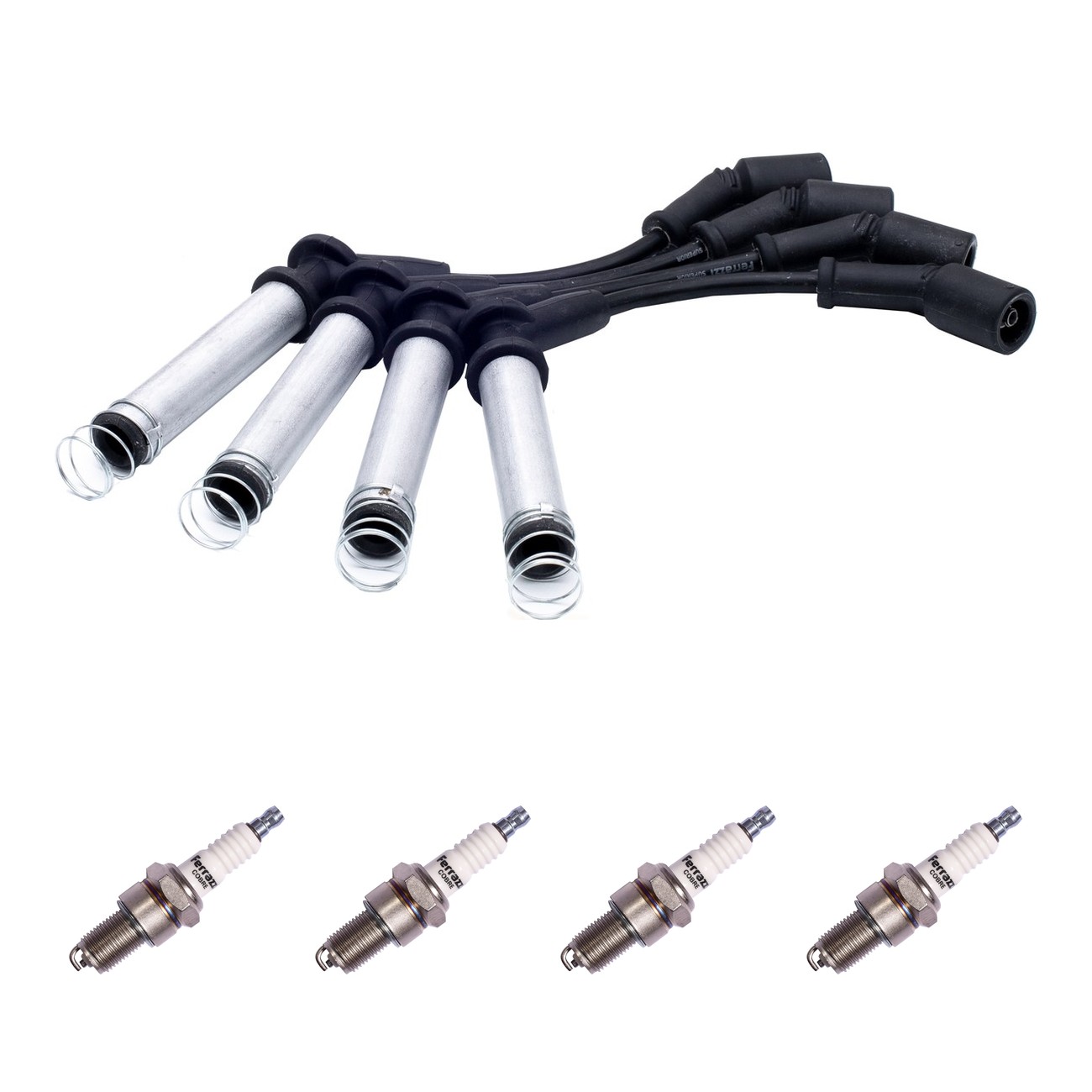 Kit Cables Y Bujias Ferrazzi Superior Chevrolet Onix 1.4 8v Prisma 2 1.4 8v Negro