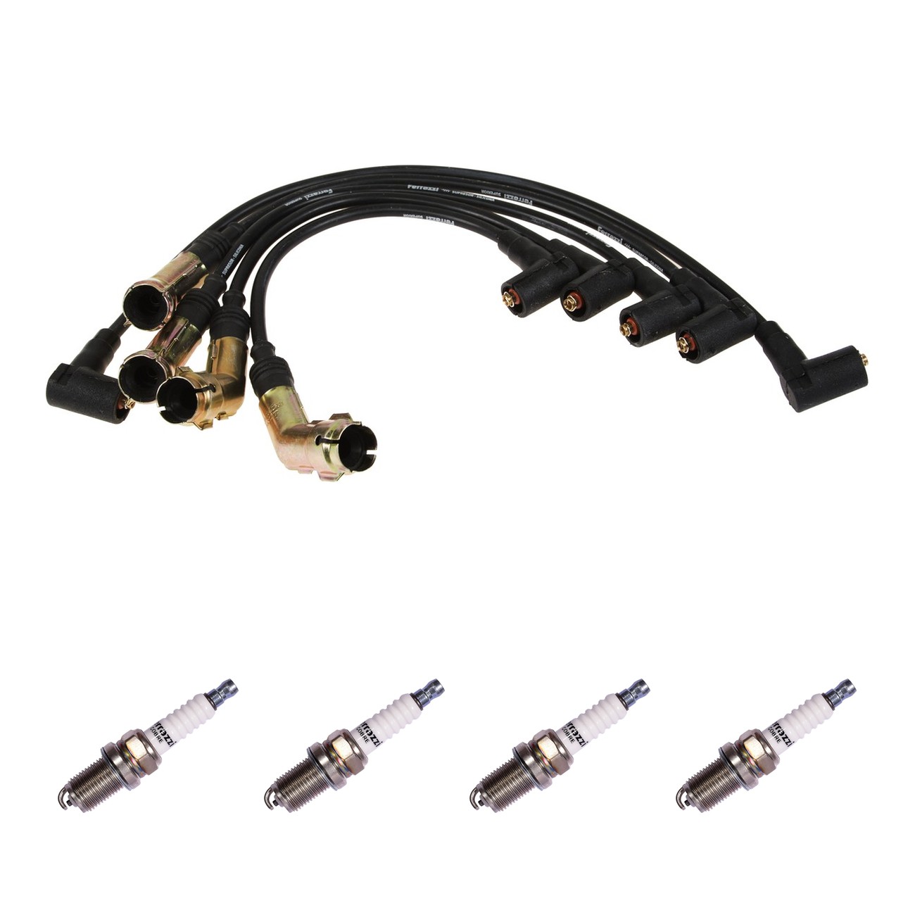 Kit Cables Y Bujias Ferrazzi Superior Volkswagen Gol 1.6 8v Saveiro 1.6 8v Negro