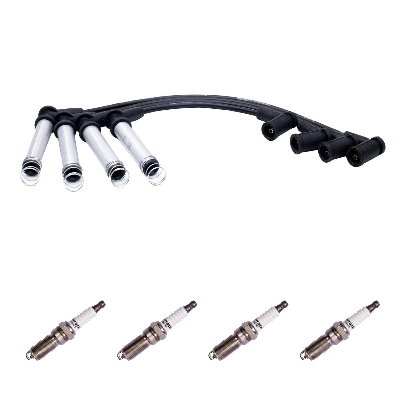 Kit Cables Y Bujias Ferrazzi Superior Ford Courier 1.6 8v Ecosport 1.6 8v Escort 1.6 8v Fiesta 1.6 8v Focus 1.6 8v Ka 1.0 Negro