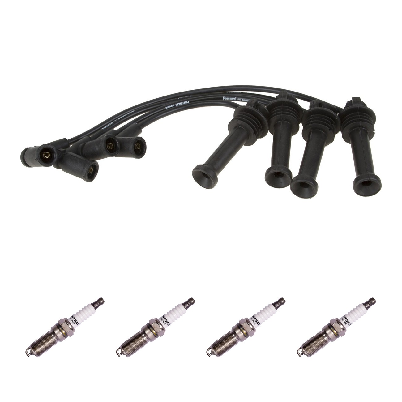 Kit Cables Y Bujias Ferrazzi Superior Ford Ecosport 1.5 16v 1.6 16v Fiesta 1.6 16v Focus 2 1.6 16v Focus 3 2.0 16v Ka 1.5 16v Negro