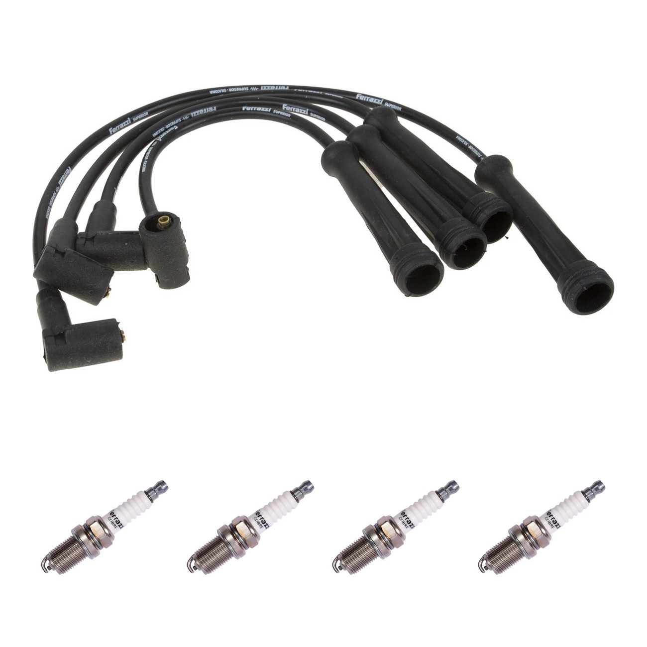 Kit Cables Y Bujias Ferrazzi Superior Renault Logan 1.6 8v Megane 1.6 8v Sandero 1.6 8v Negro