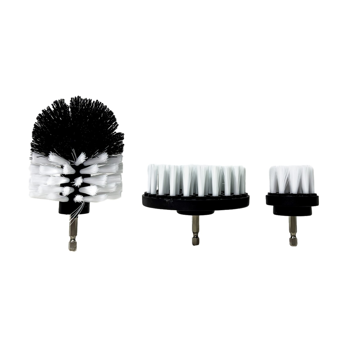 Kit 3 Cepillos Taladro Tapizados Y Llantas Blanco Y Negro