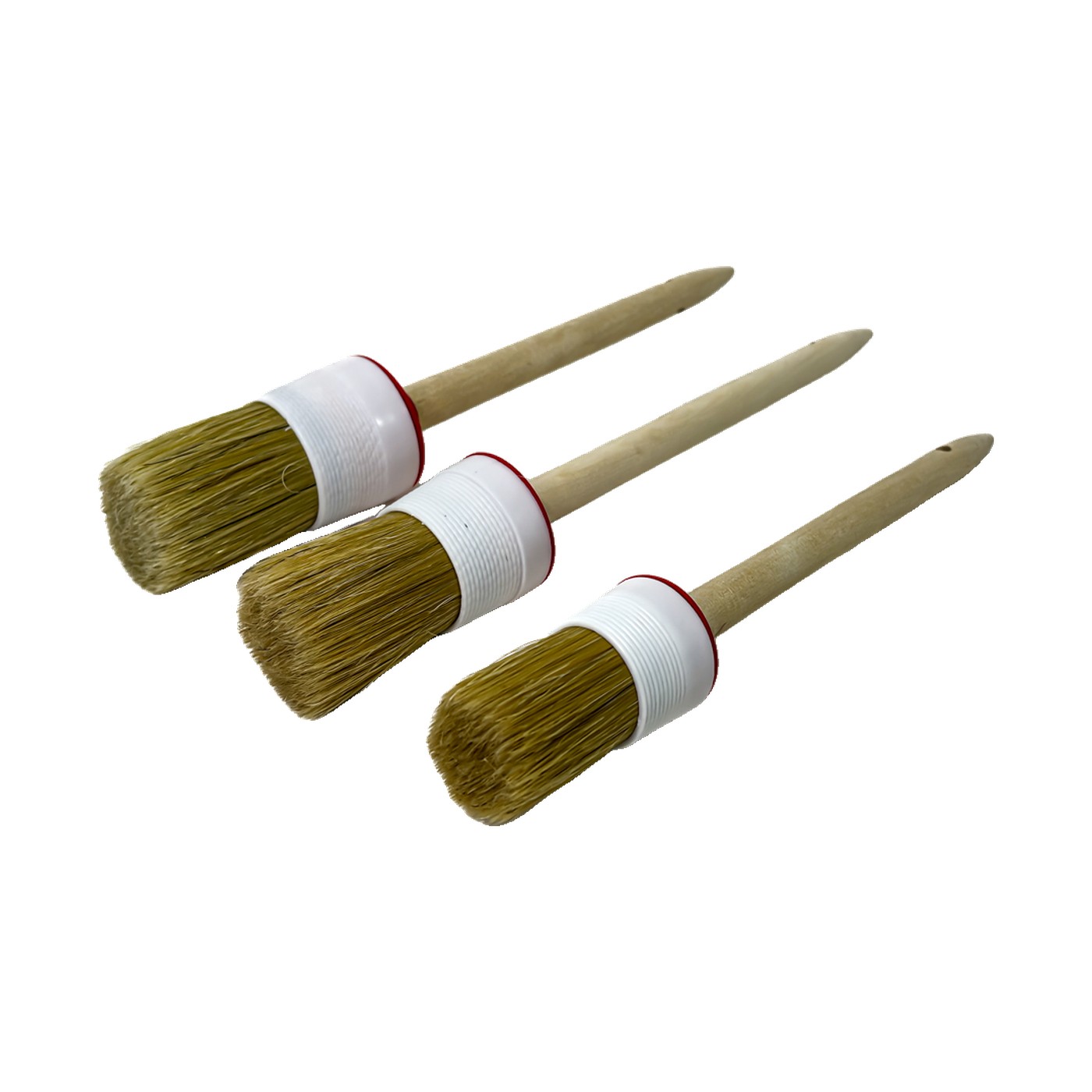 Kit 3 Pinceles Detailing Mango De Madera Auto Natural