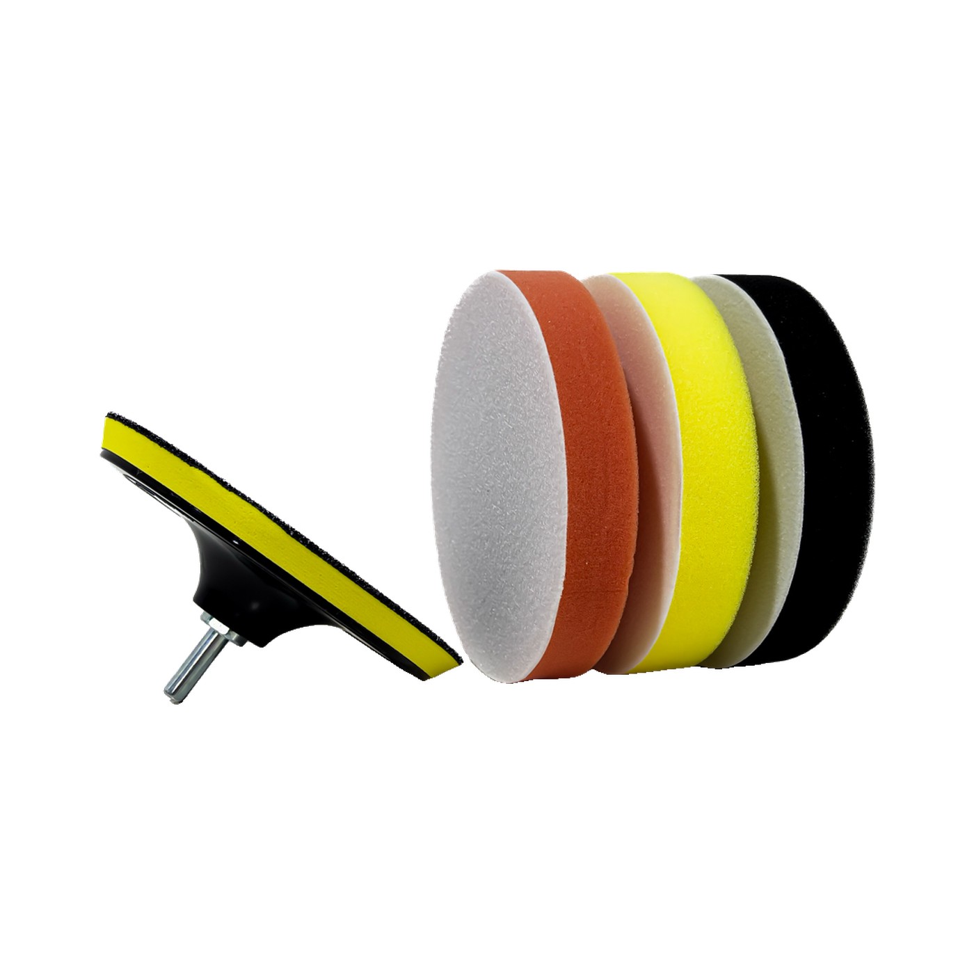 Kit De Pulido 6 Pulgadas Esponjas Y Boina De Lana Con Soporte Para Taladro Detailing Auto Crocos