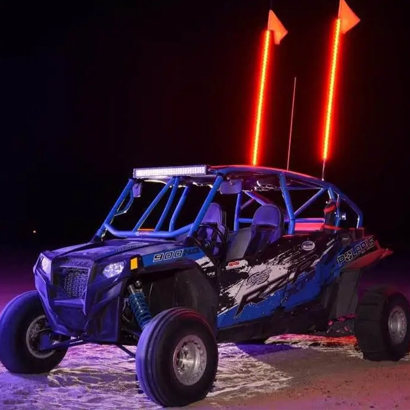 Antena Led Para Utv Y Pick Up 1,8 Metros 12v Con Bandera Iron Led Rojo