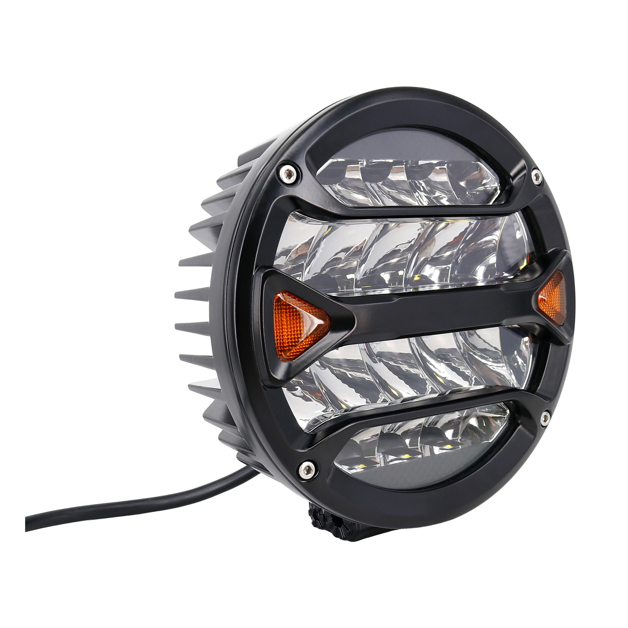 Faro Led Off Road Redondo 7 Pulgadas 90w 12-24v Blanco 18 Leds Con Giros Iron Led Blanco