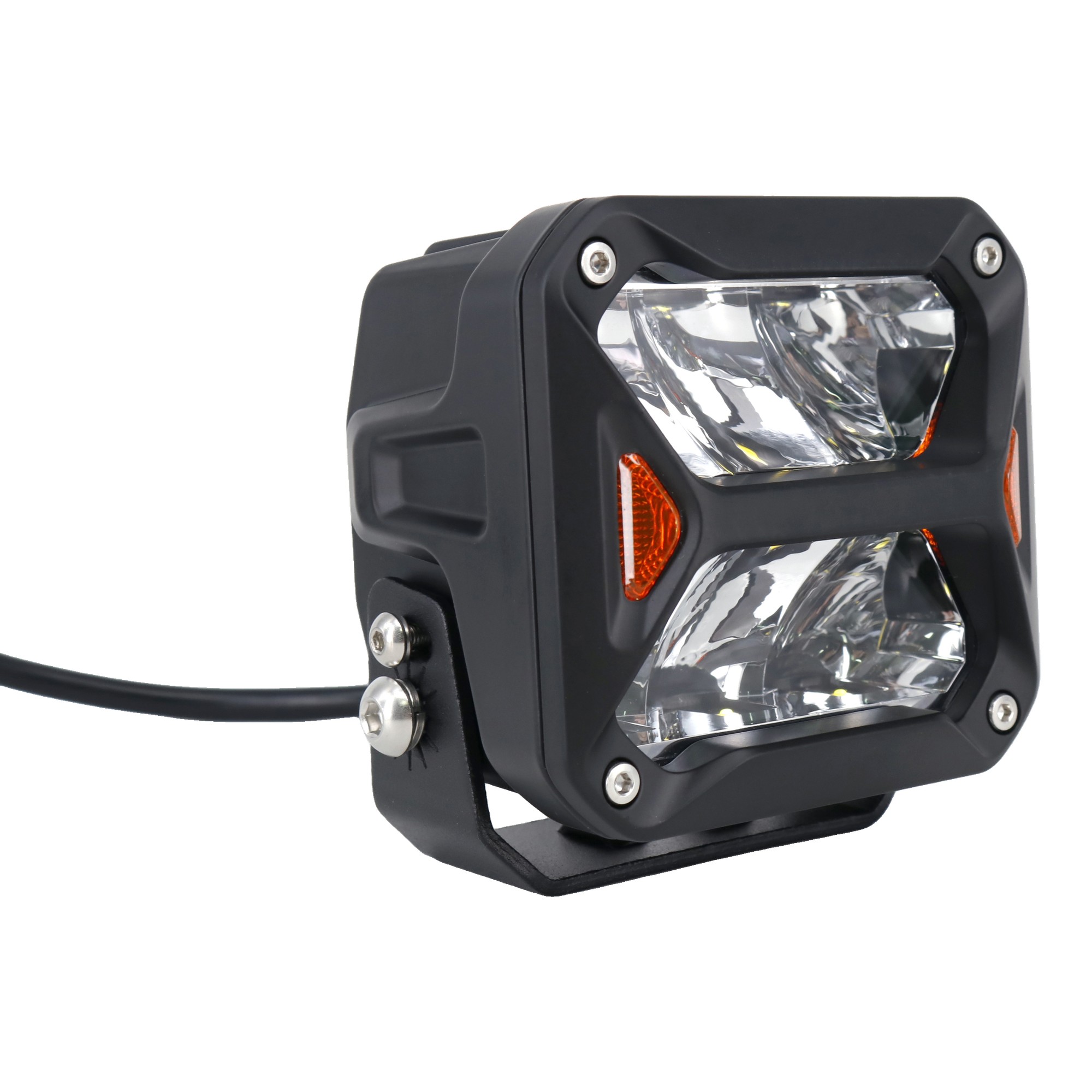 Faro Led Off Road Cuadrado 4 Pulgadas 60w 12-24v Blanco 6 Leds Con Giros Iron Led Blanco