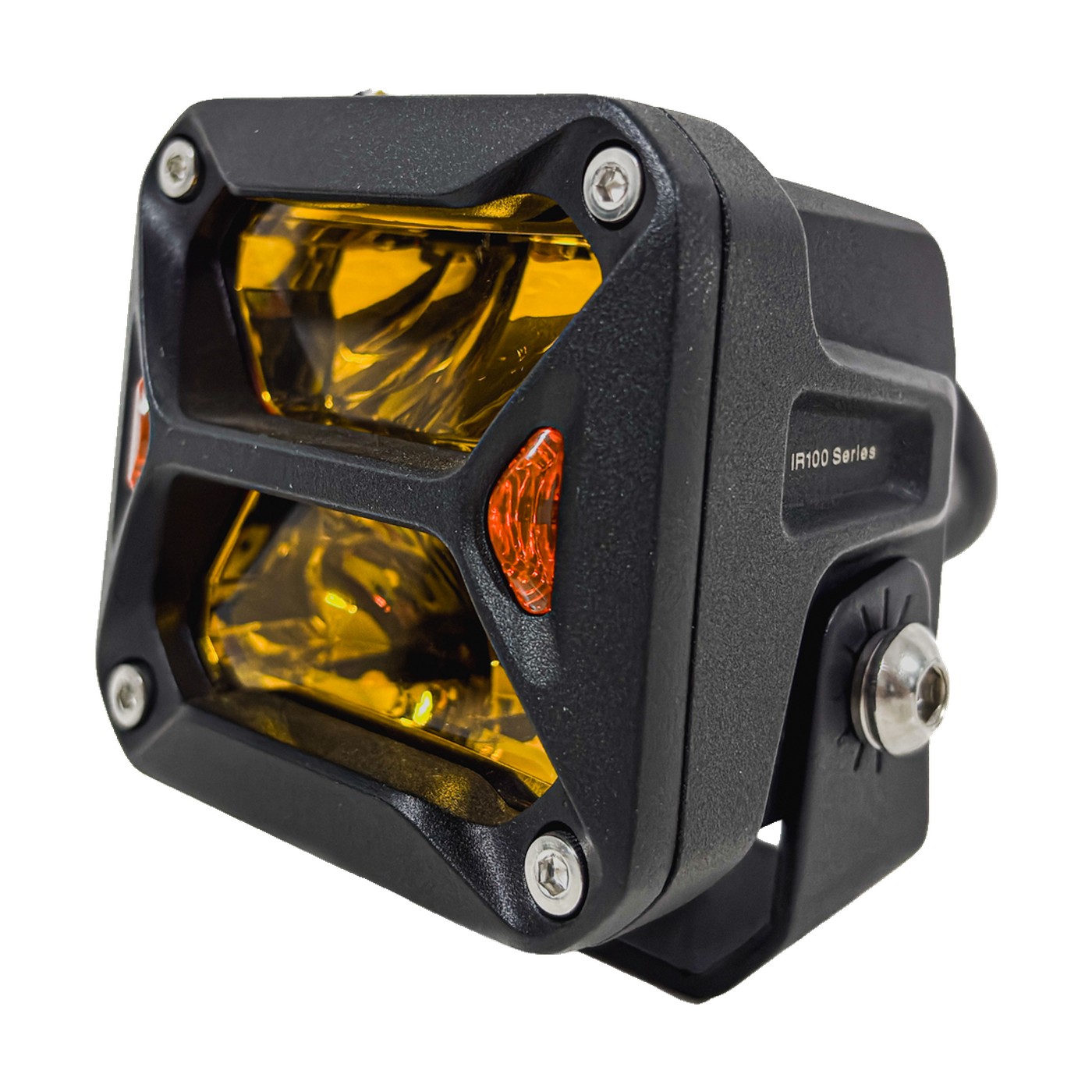 Faro Led Off Road Cuadrado 3 Pulgadas 20w 12-24v Ambar 4 Leds Con Giros Iron Led Ambar