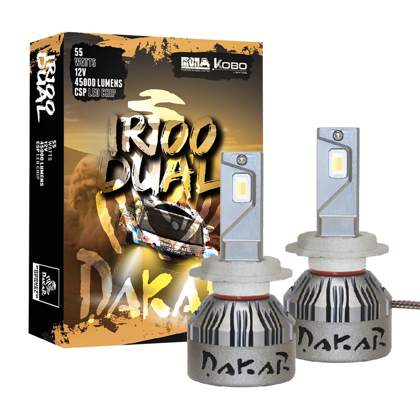 Kit Lamparas Led 9012 Hir2 Toyota Corolla Cross Iron Led Dakar Dual Color Blanco Y Ambar 55w 12v Luz Baja