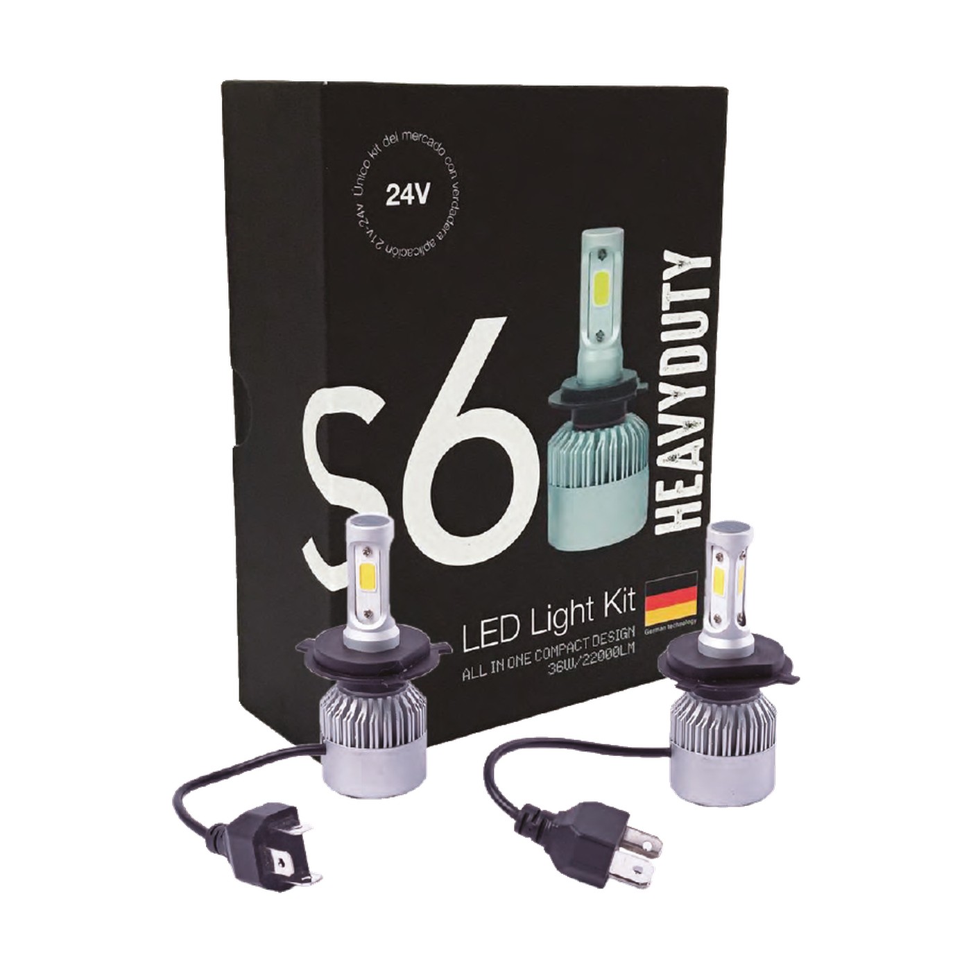 Kit Lamparas Led Hb4 Iron Led S6 Heavy Duty 36w 24v Chip Csp Con Cooler Camion Colectivo 9006