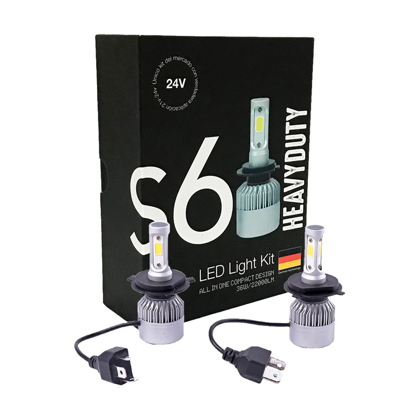 Kit Lamparas Led Iron Led S6 Heavy Duty 36w 24v Chip Csp Con Cooler Camion Colectivo H4