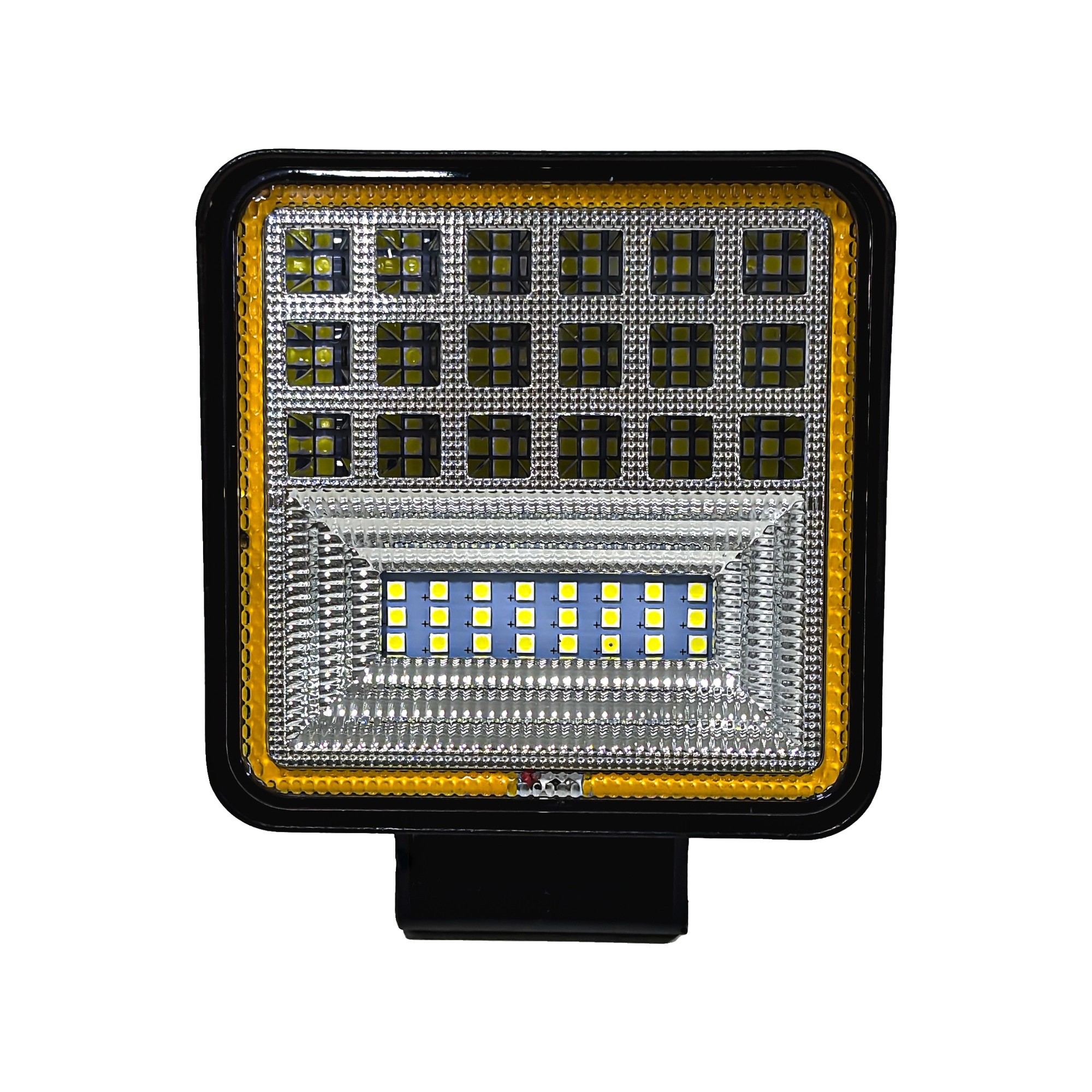 Faro Auxiliar Led Cuadrado 126w Ojo De Angel Ambar 12-24v Off Road Kobo