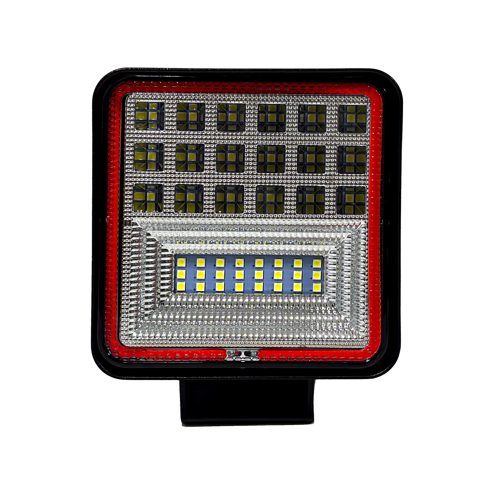 Faro Auxiliar Led Cuadrado 126w Ojo De Angel Rojo 12-24v Off Road Kobo