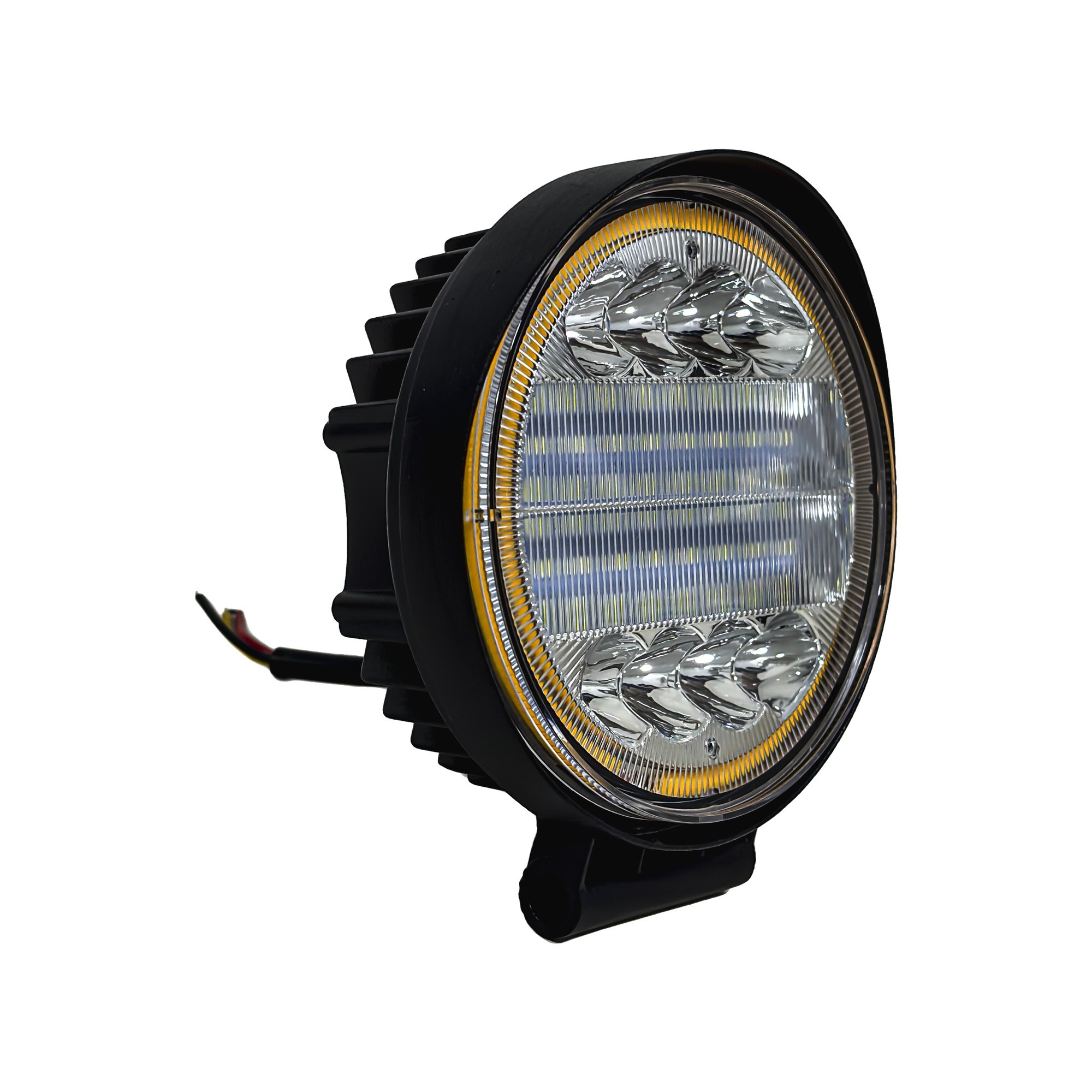 Faro Auxiliar Led Redondo 72w Ojo De Angel Ambar 12-24v Off Road Kobo