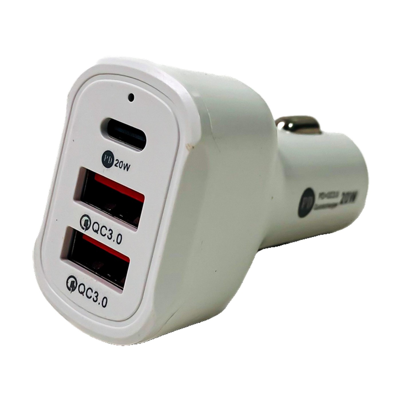 Cargador 2 Usb Y Tipo C Para Auto 12v 24v 20w Kube Blanco