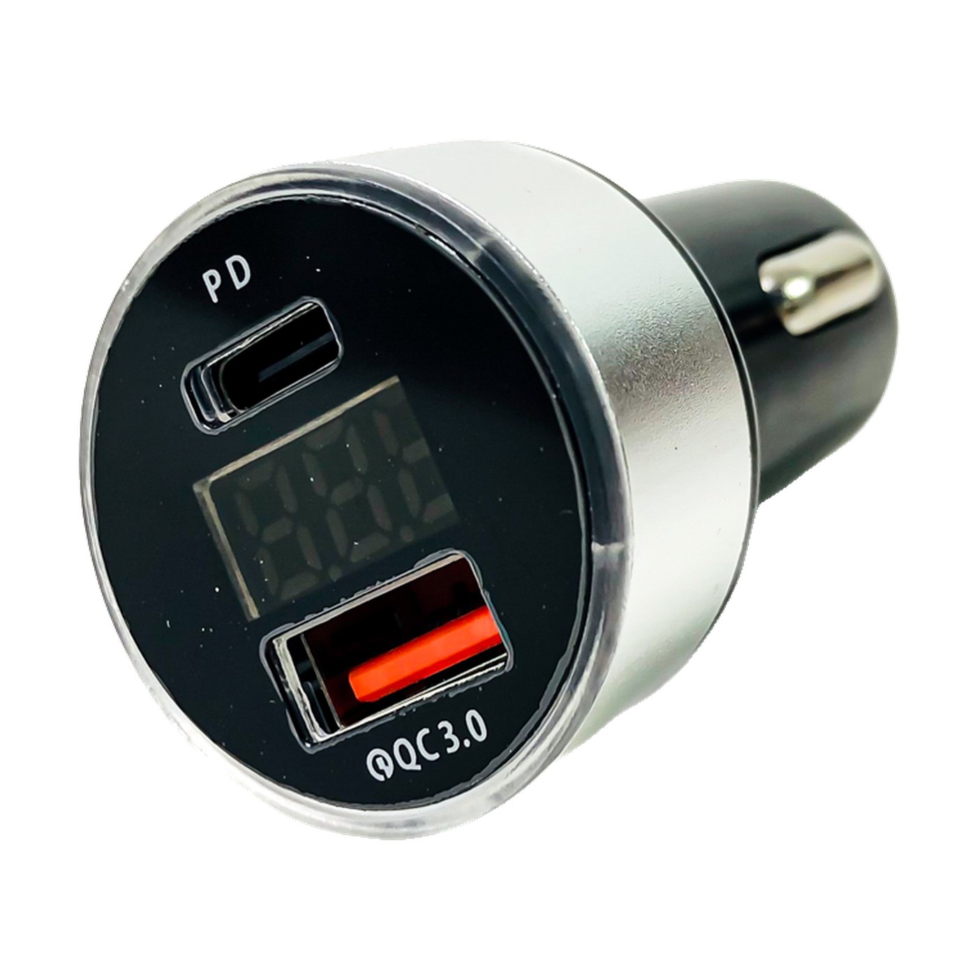Cargador Usb Y Tipo C Para Auto 20w Voltimetro Aro