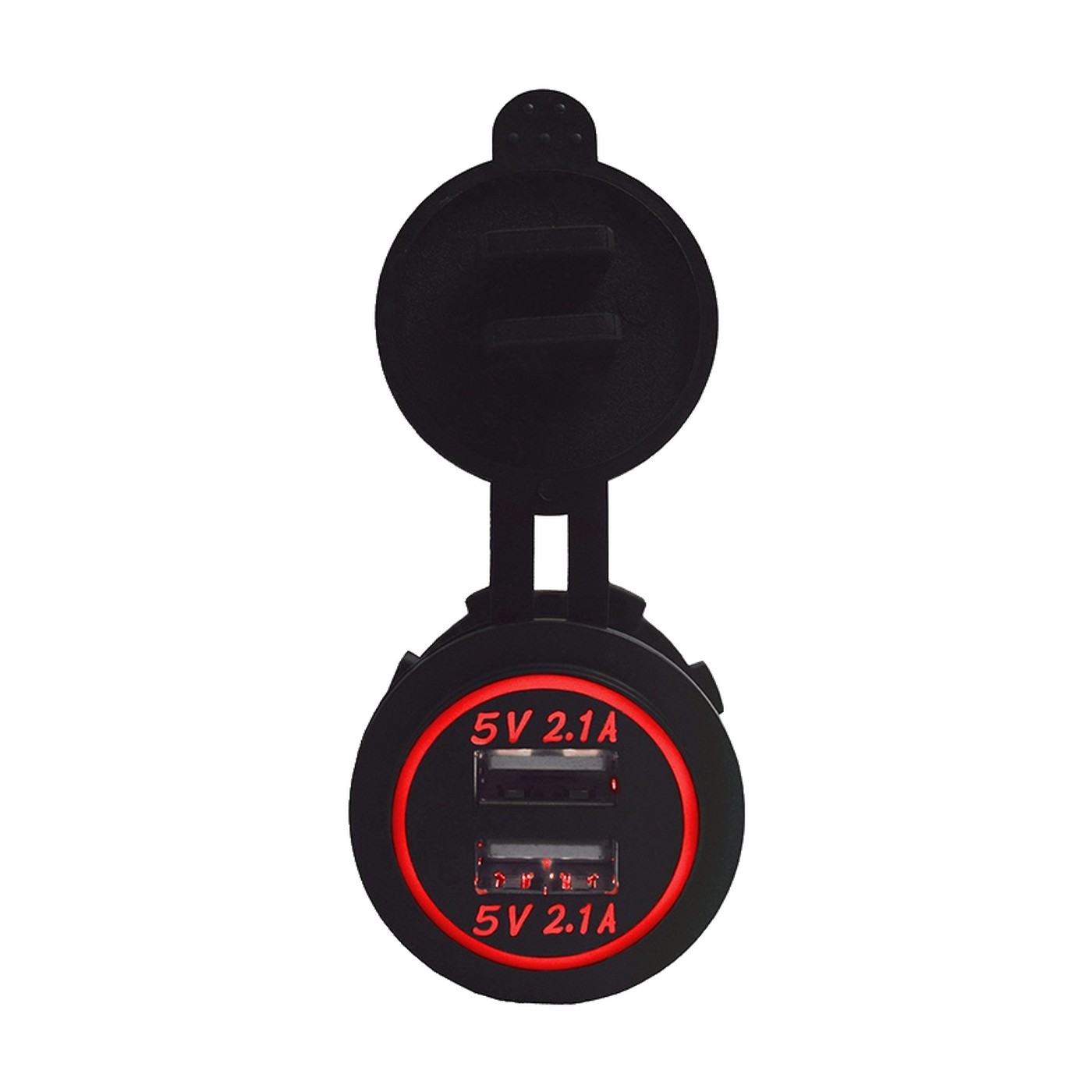 Toma 12v Con Doble Usb Para Auto Led Rojo Kube