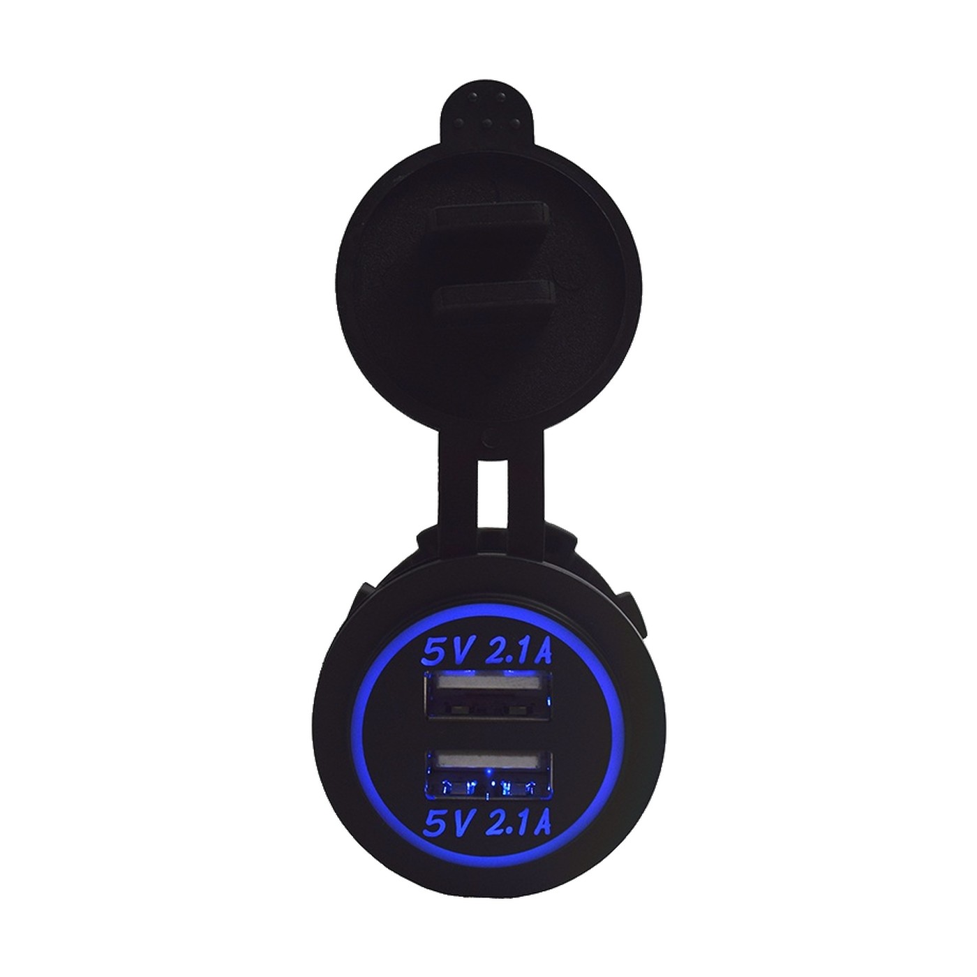 Toma 12v Con Doble Usb Para Auto Led Azul Kube