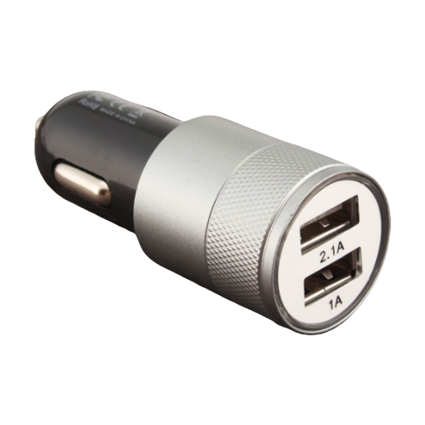 Cargador Doble Usb Para Auto 12v 24v 3,1a Negro Y Plateado