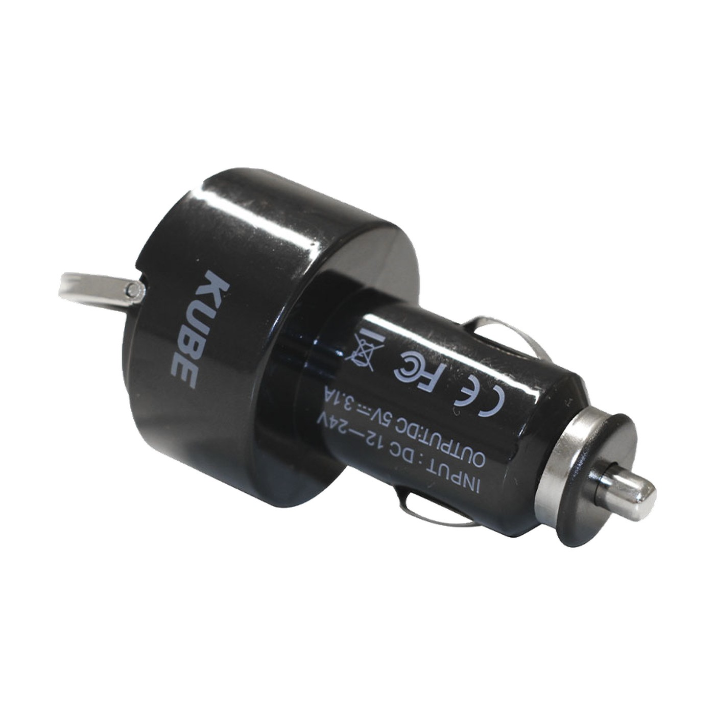 Cargador Doble Usb Redondo Para Auto 12v 24v 3,1a Negro Kube