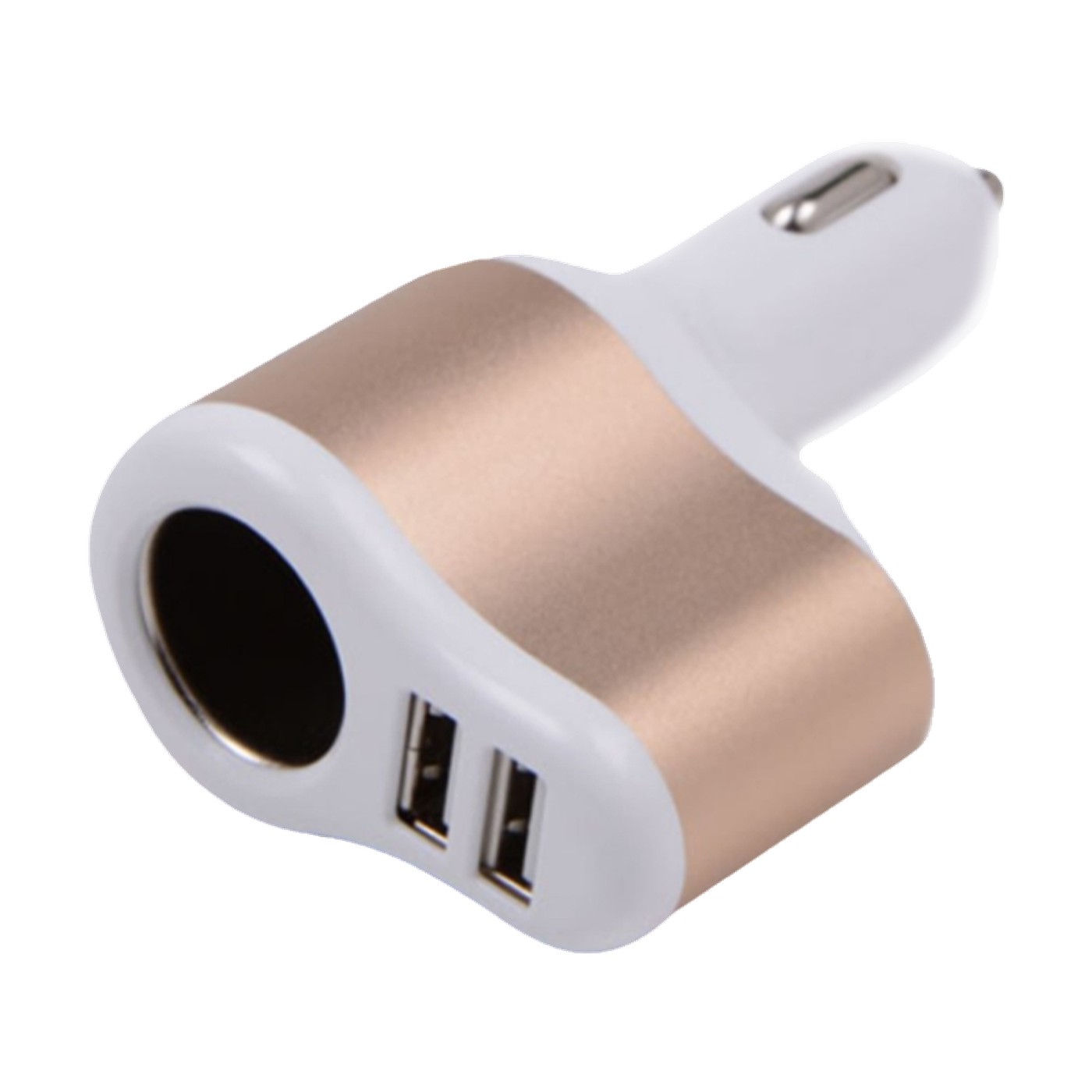 Cargador 2 Usb Con Toma Encendedor Auto Blanco Y Dorado Kube