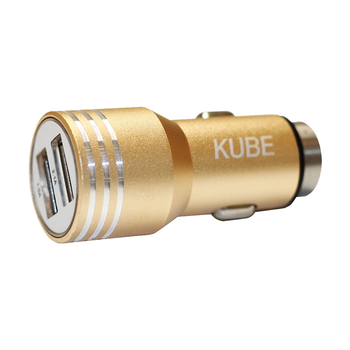 Cargador 2 Usb Con Martillo Rompevidrios Para Auto Dorado