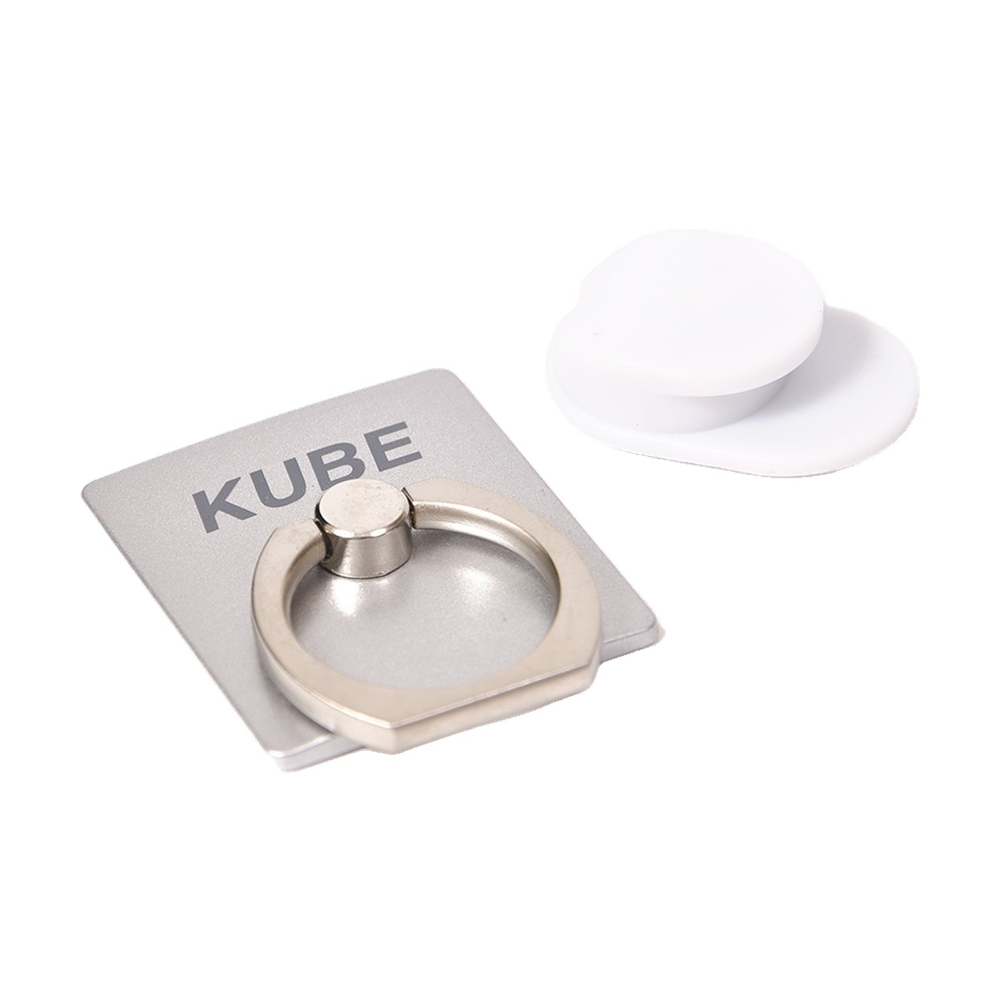 Anillo Soporte Para Celular Adhesivo Metalico Plateado Kube