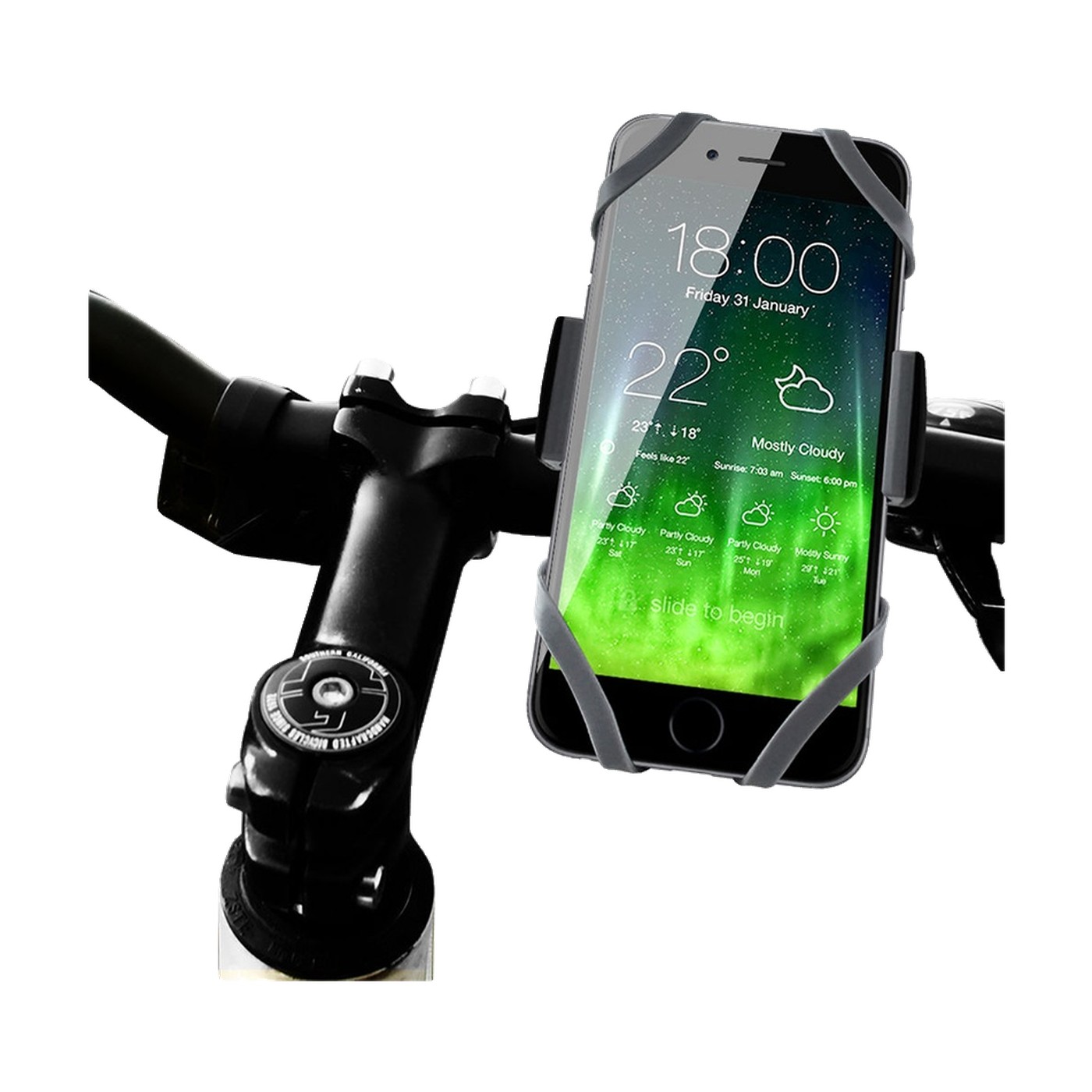 Soporte Celular Gps Moto Bici Con Banda De Silicona Negro