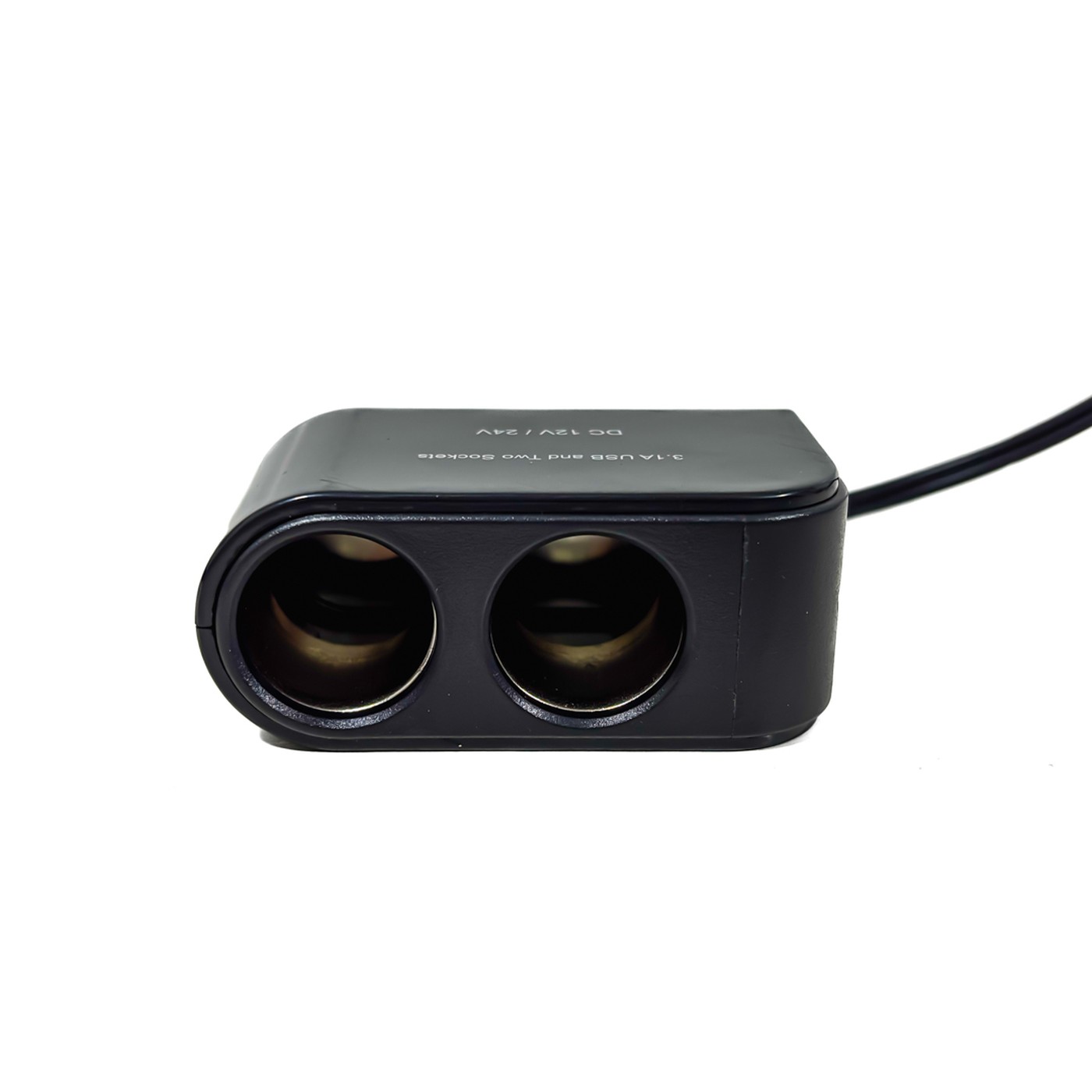 Alargue Para Auto Con 2 Usb Y 2 Tomas 2,1a Negro Kube
