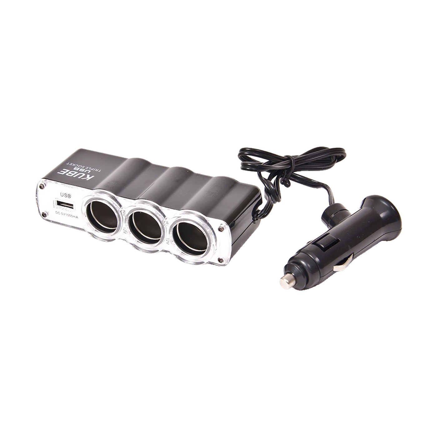 Alargue Para Auto Con Usb Y 3 Tomas 2,1a Plateado Kube