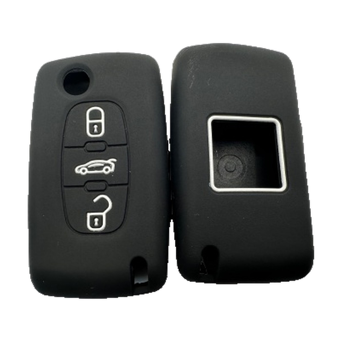 Funda Cubre Llave De Silicona Para Peugeot 3 Botones Navaja 307 408 Negro Kube