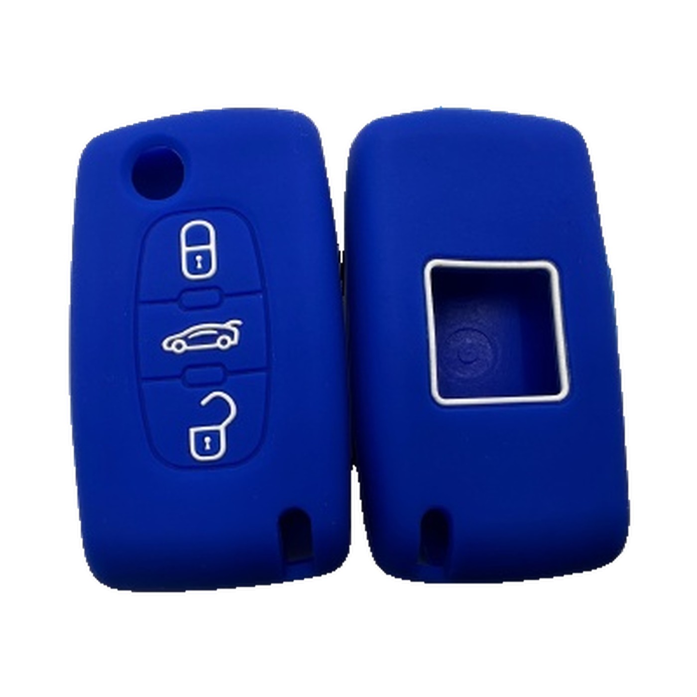Funda Cubre Llave De Silicona Para Peugeot 3 Botones Navaja 307 408 Azul Kube