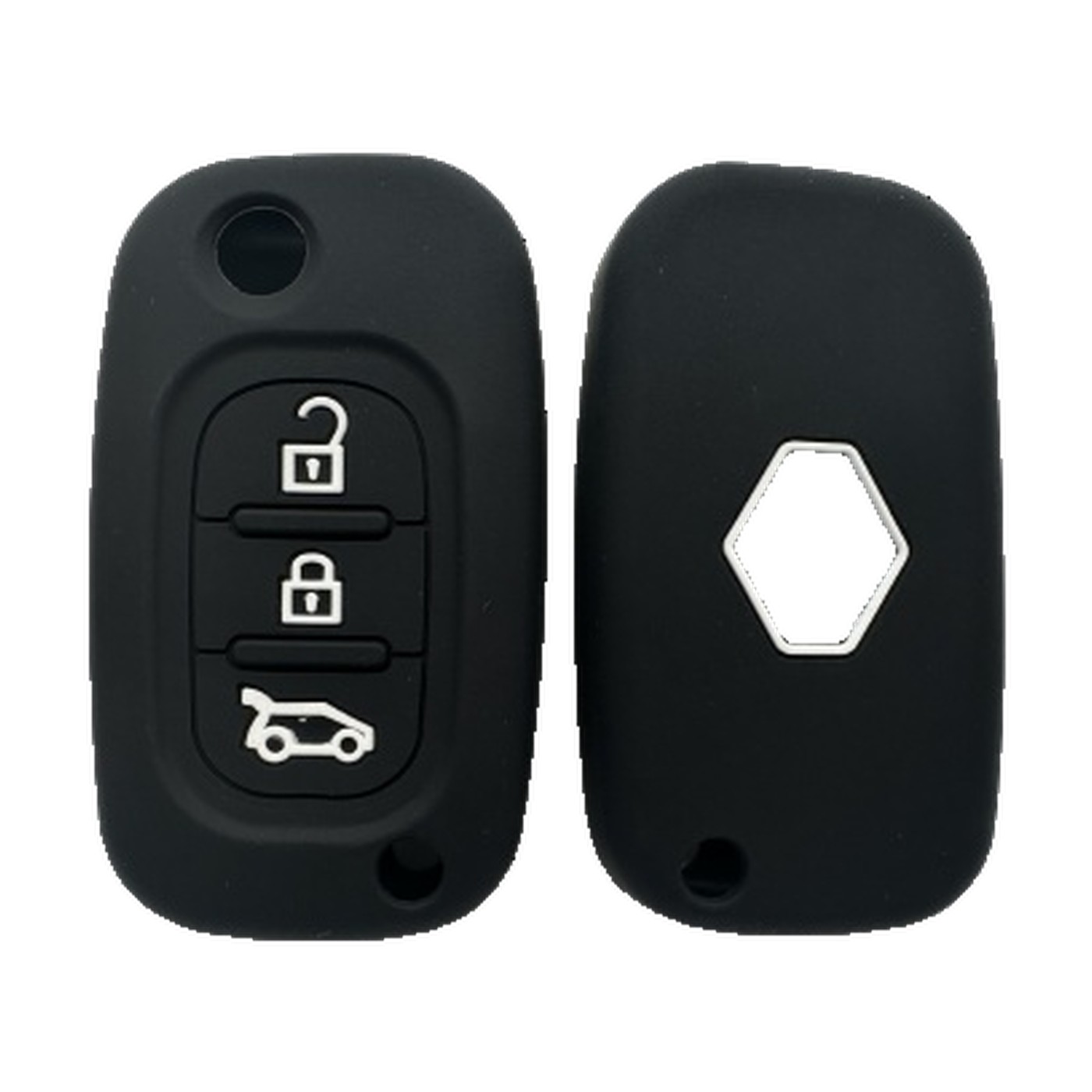 Funda Cubre Llave De Silicona Para Renault Fluence Navaja 3 Botones Negro Kube