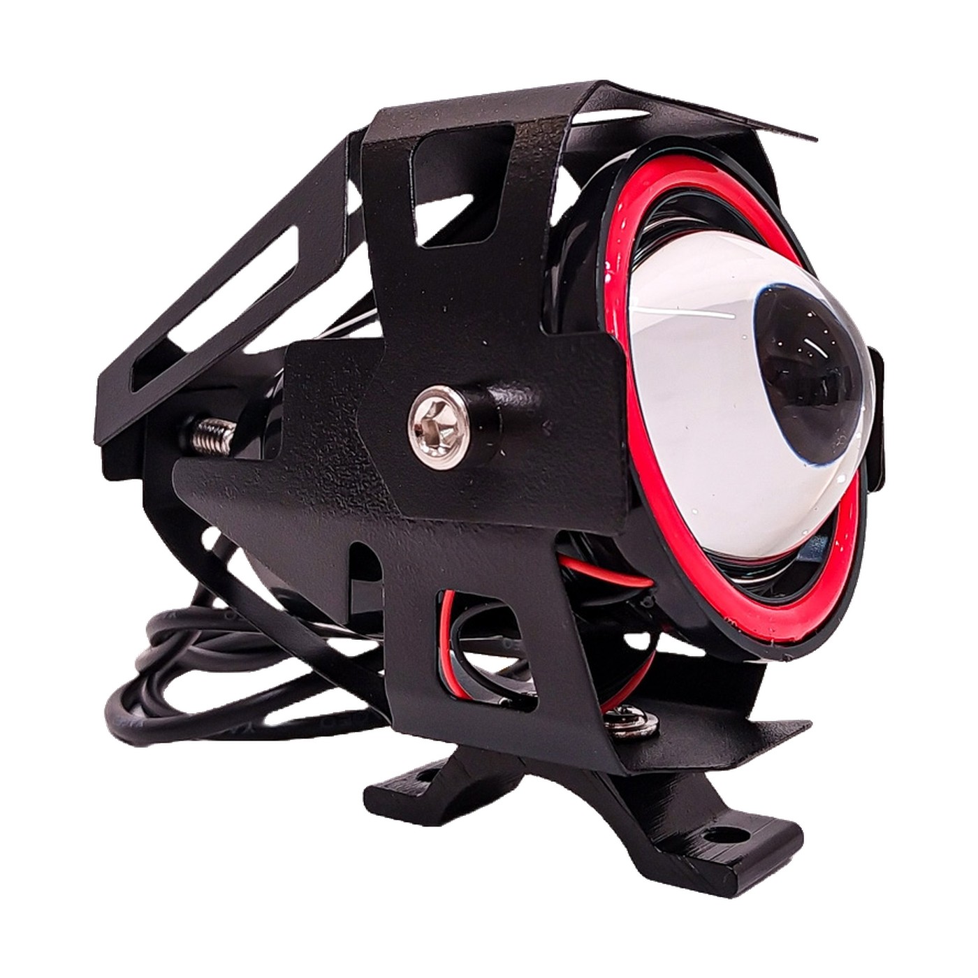 Faro Auxiliar Led 1 Led 18w Alta Y Baja Flash Ojo De Angel Rojo 9v 36v Lux Led