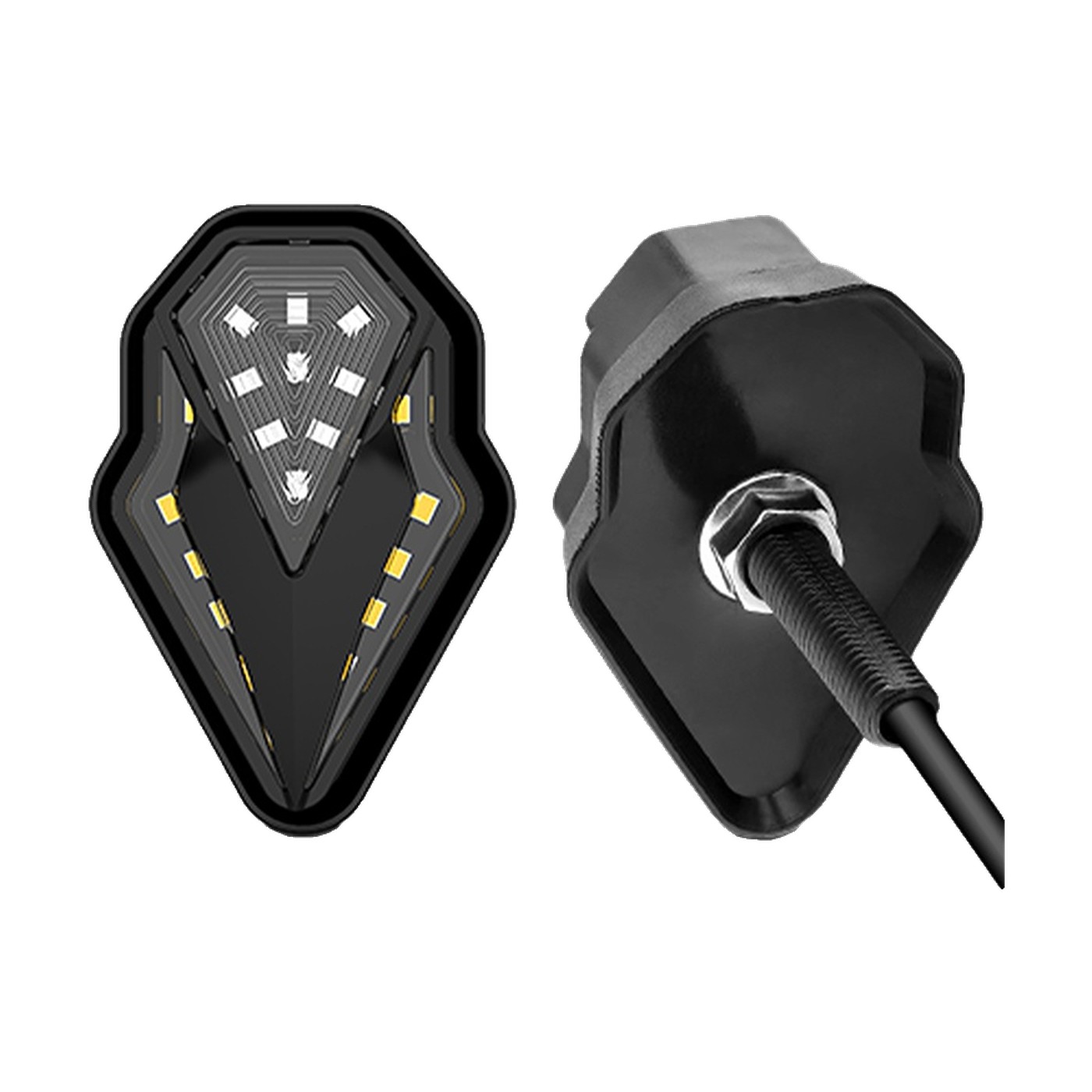 Faros De Giro Led Moto Running Blanco Y Giro Ambar 12v 24x40x70 Mm Juego X2 Lux Led