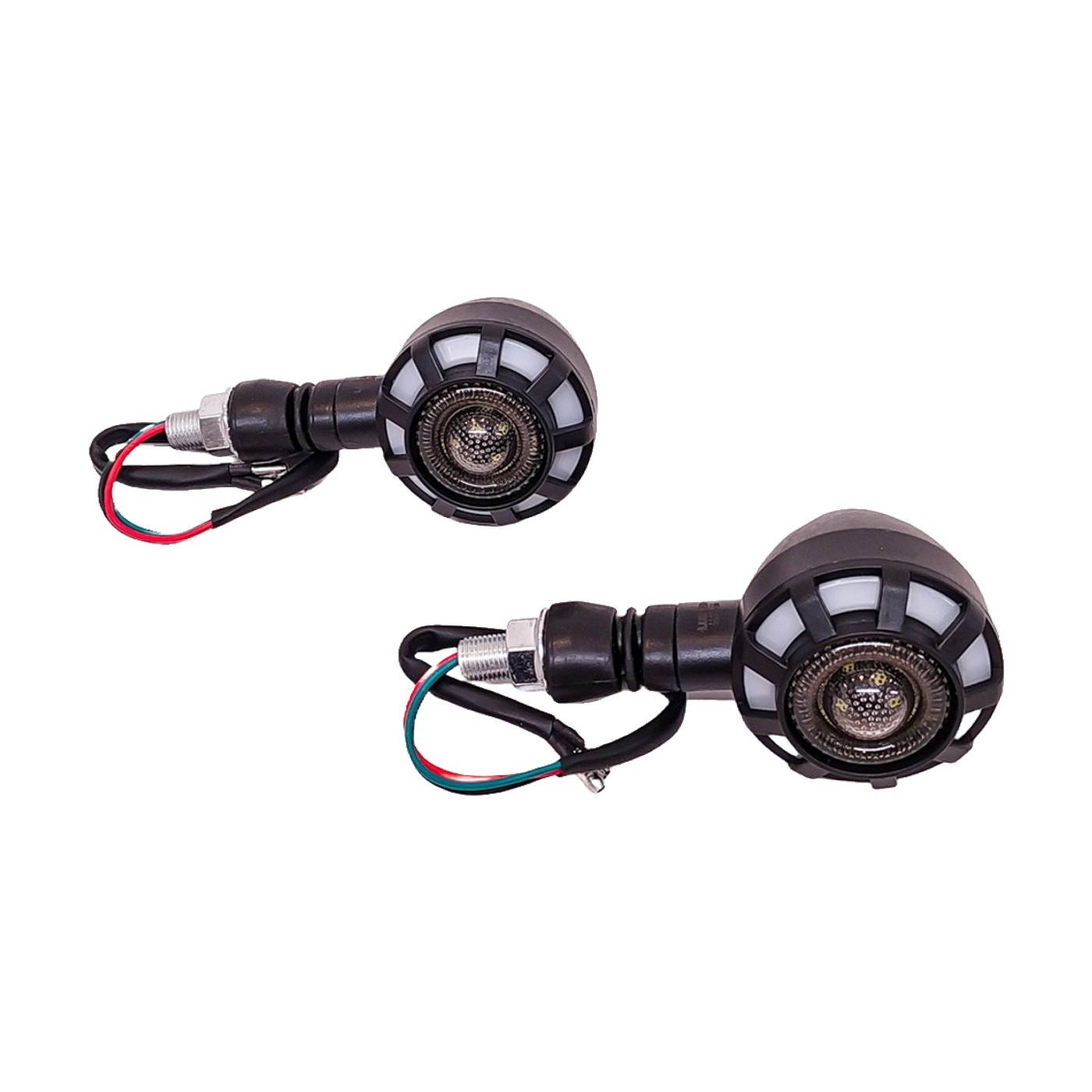 Faros De Giro Led Moto Running Blanco Y Giro Ambar 12v 103x85 Mm Redondo Juego X2 Lux Led