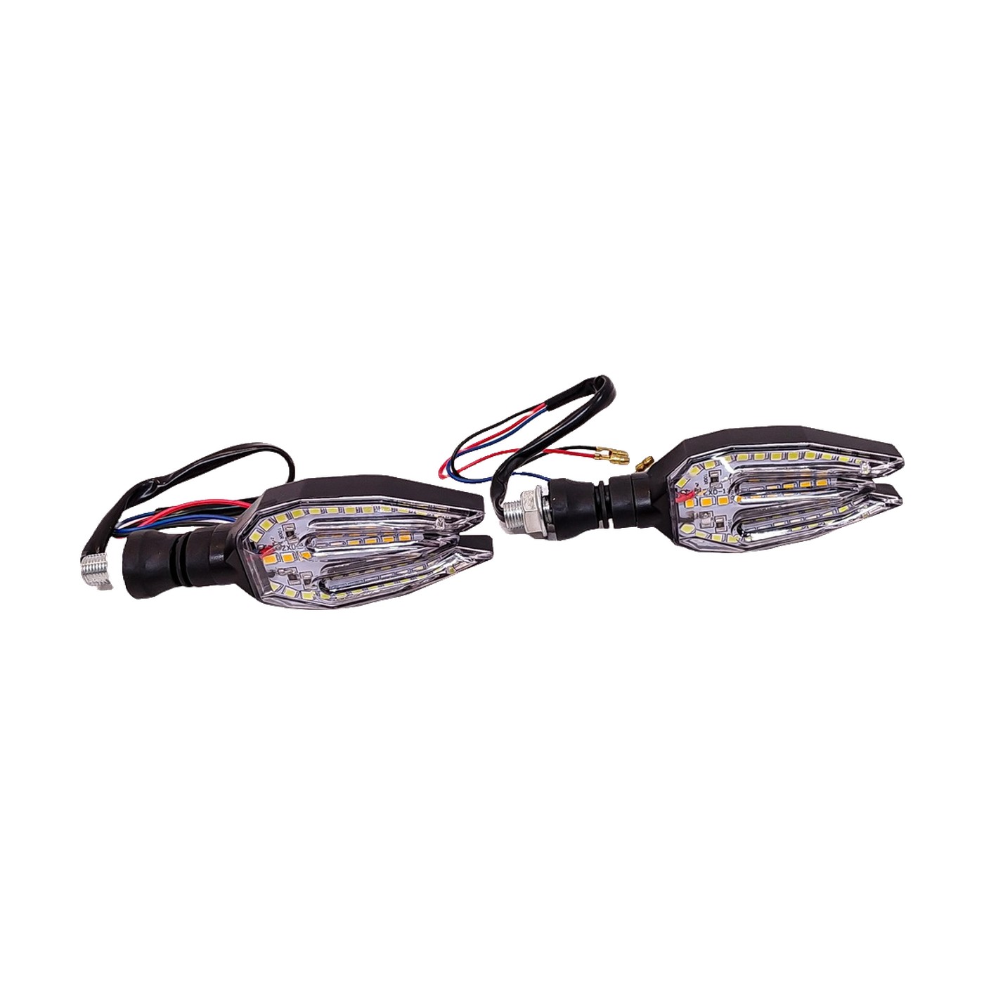 Faros De Giro Led Moto Running Blanco Y Giro Ambar 12v Lente Transparente Doble Led Juego X2 Lux Led