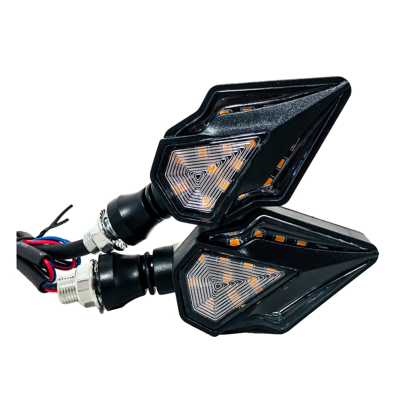 Faros De Giro Led Moto Ambar Secuencial Forma Rombo 12v 5w Juego X2 Lux Led