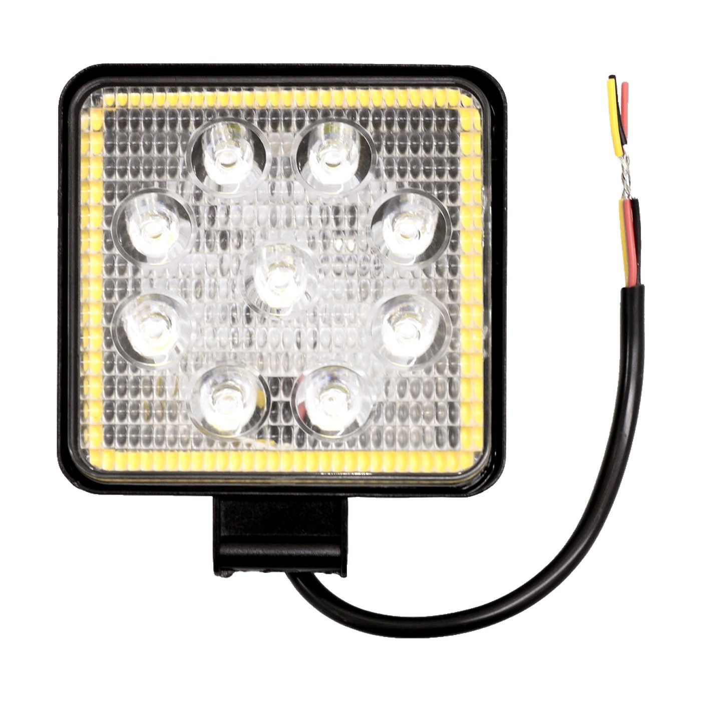 Faro Auxiliar Led Cuadrado 9 Leds 27w Luz Blanca Aureola Blanca Lux Led