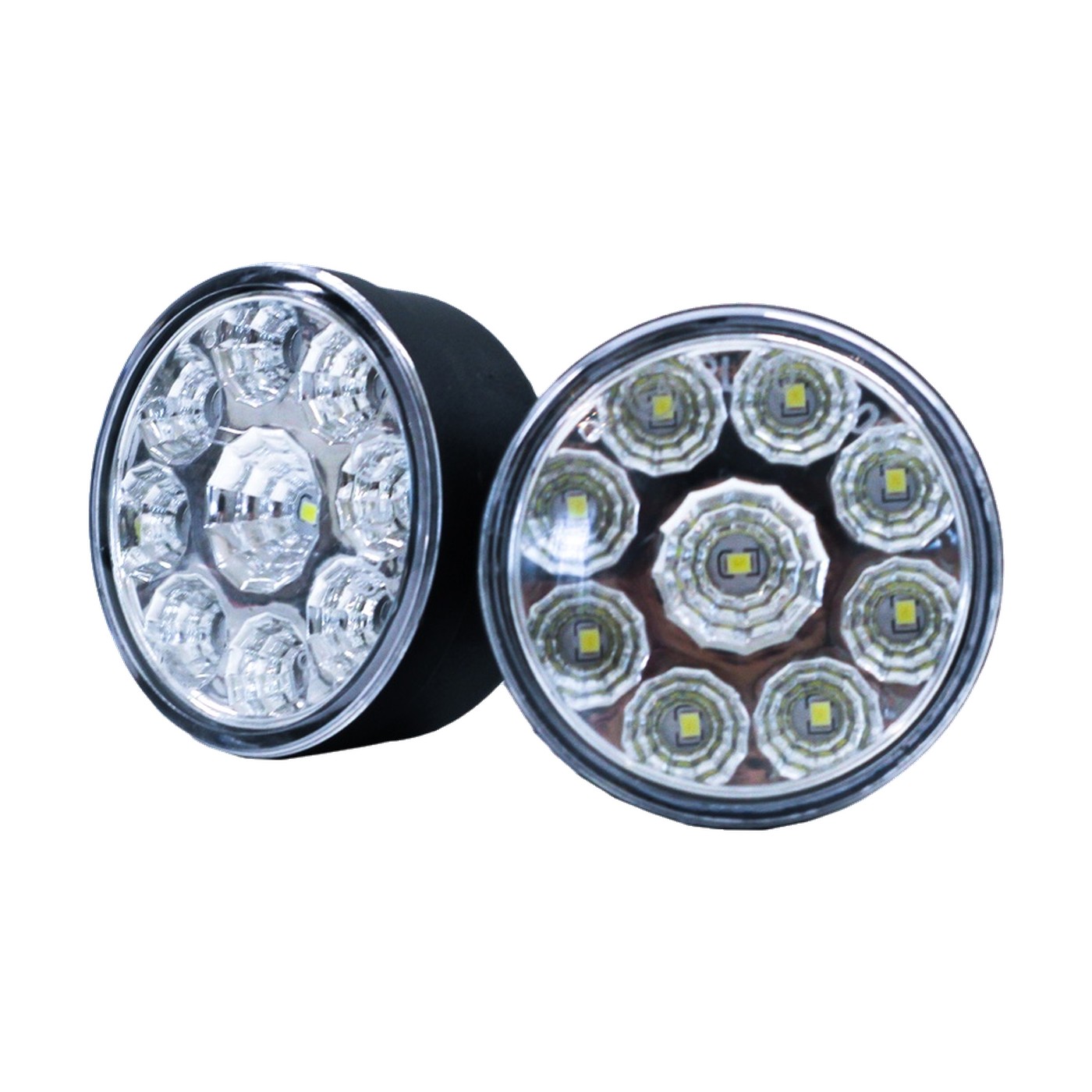 Juego X2 Faros Auxiliares Led Circular 9 Leds De Alta Potencia 12v Blanco Lux Led