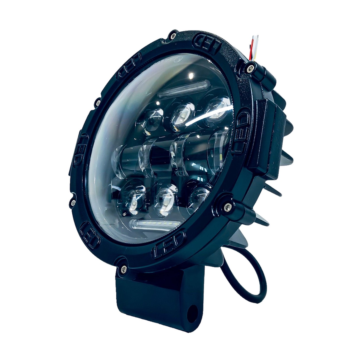 Faro Auxiliar Led Redondo 63w 21 Leds Alta Y Baja Drl Blanco Y Ambar Lux Led