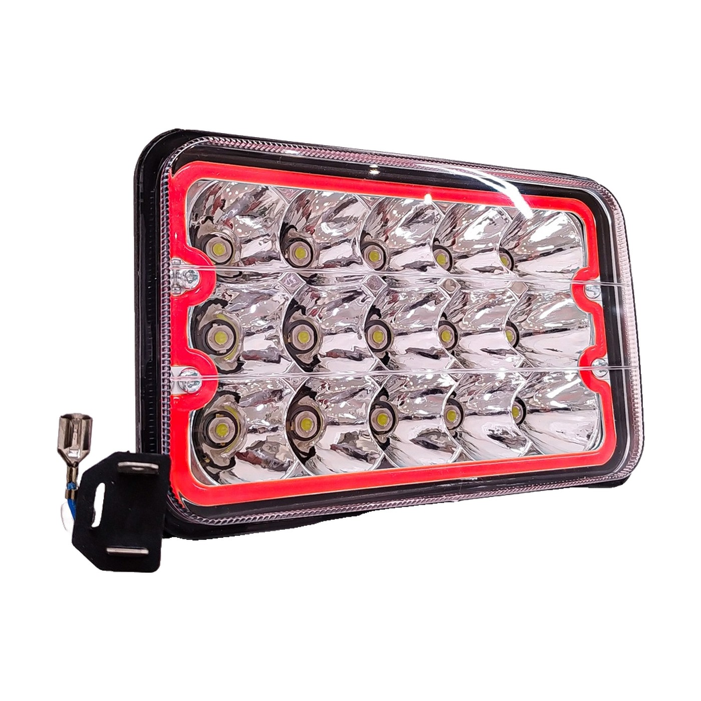 Faro Auxiliar Led 5 Pulgadas 45w 15 Leds Alta Y Baja Ojo De Angel Rojo Lux Led