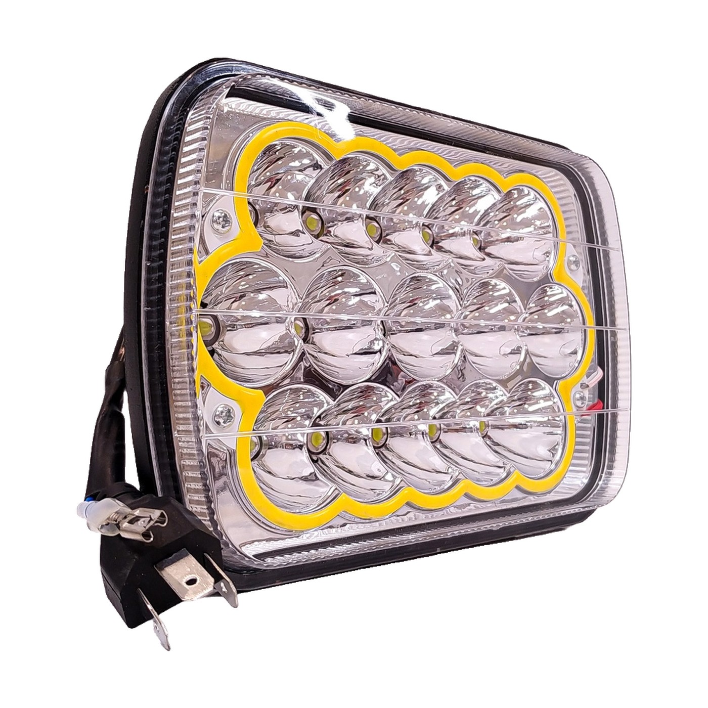 Faro Auxiliar Led 7 Pulgadas 60w 15 Leds Alta Y Baja Ojo De Angel Ambar Lux Led