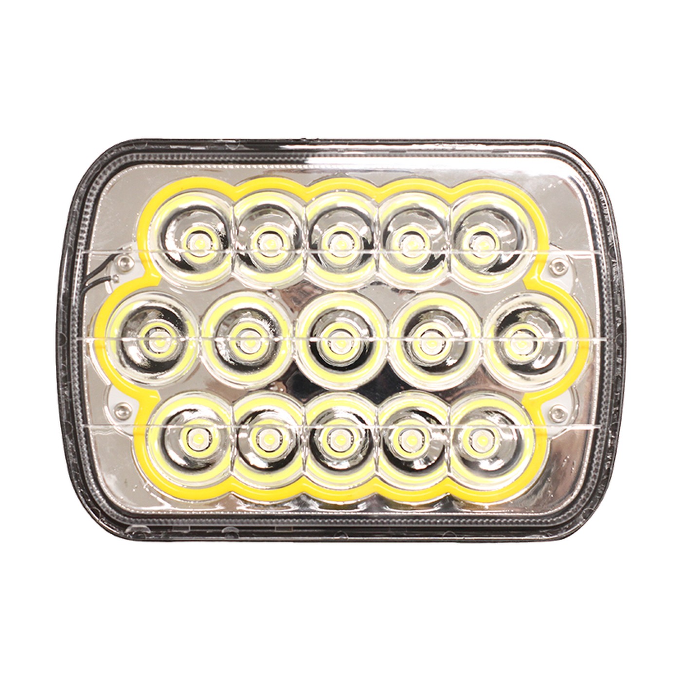 Faro Auxiliar Led Rectangular 15 Leds 45w Luz Blanca Aureola Blanca Lux Led