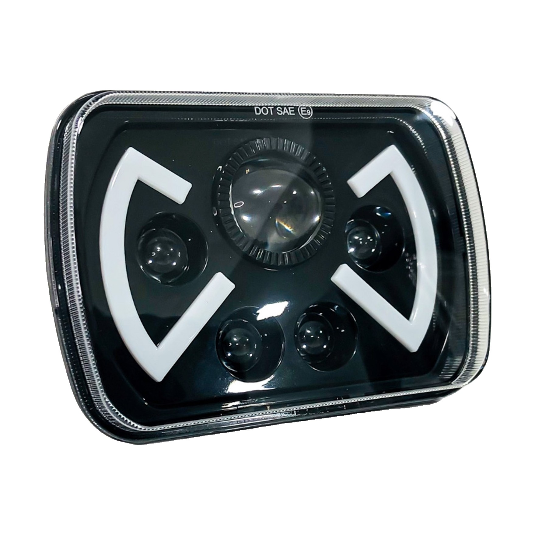 Faro Led Rectangular 7 Pulgadas 45w 4 Funciones Alta Y Baja Drl Blanco Y Ambar Lux Led