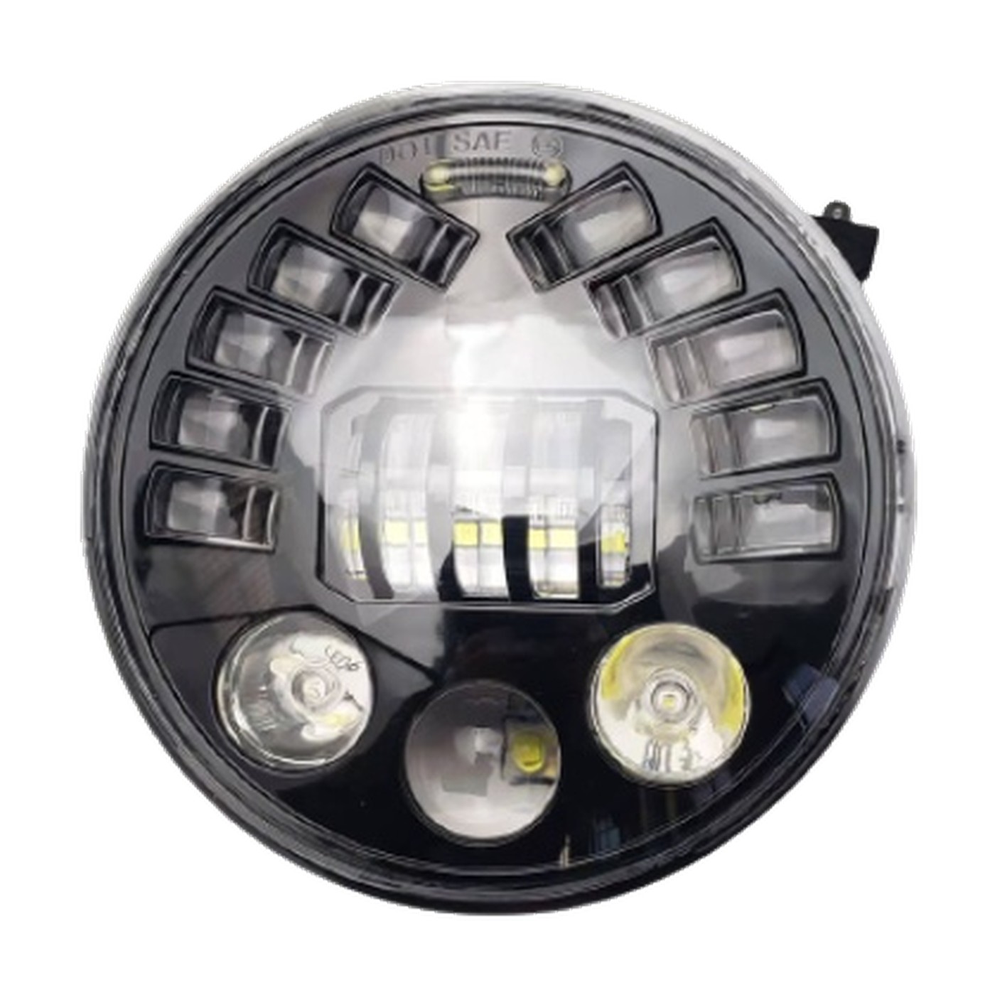 Faro Led Redondo 7 Pulgadas 96w 32 Leds Dual Blanco Y Ambar Alta Baja Con Kit Lux Led